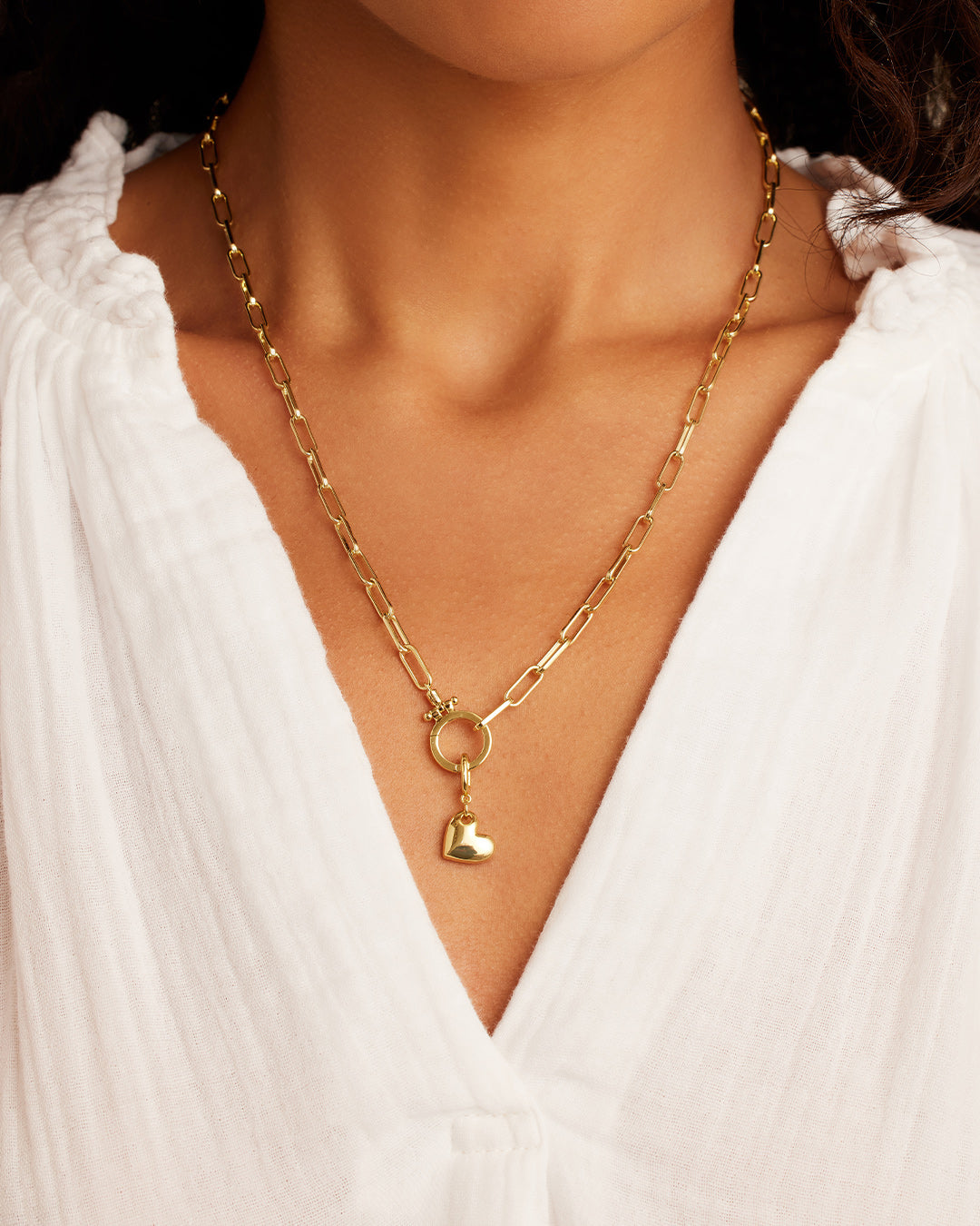 Lou Heart Parker Charm - Elegant Gold-Tone Heart Pendant Necklace for Women | Perfect for Valentine's Day Gifts, Anniversary Presents & Everyday Wear