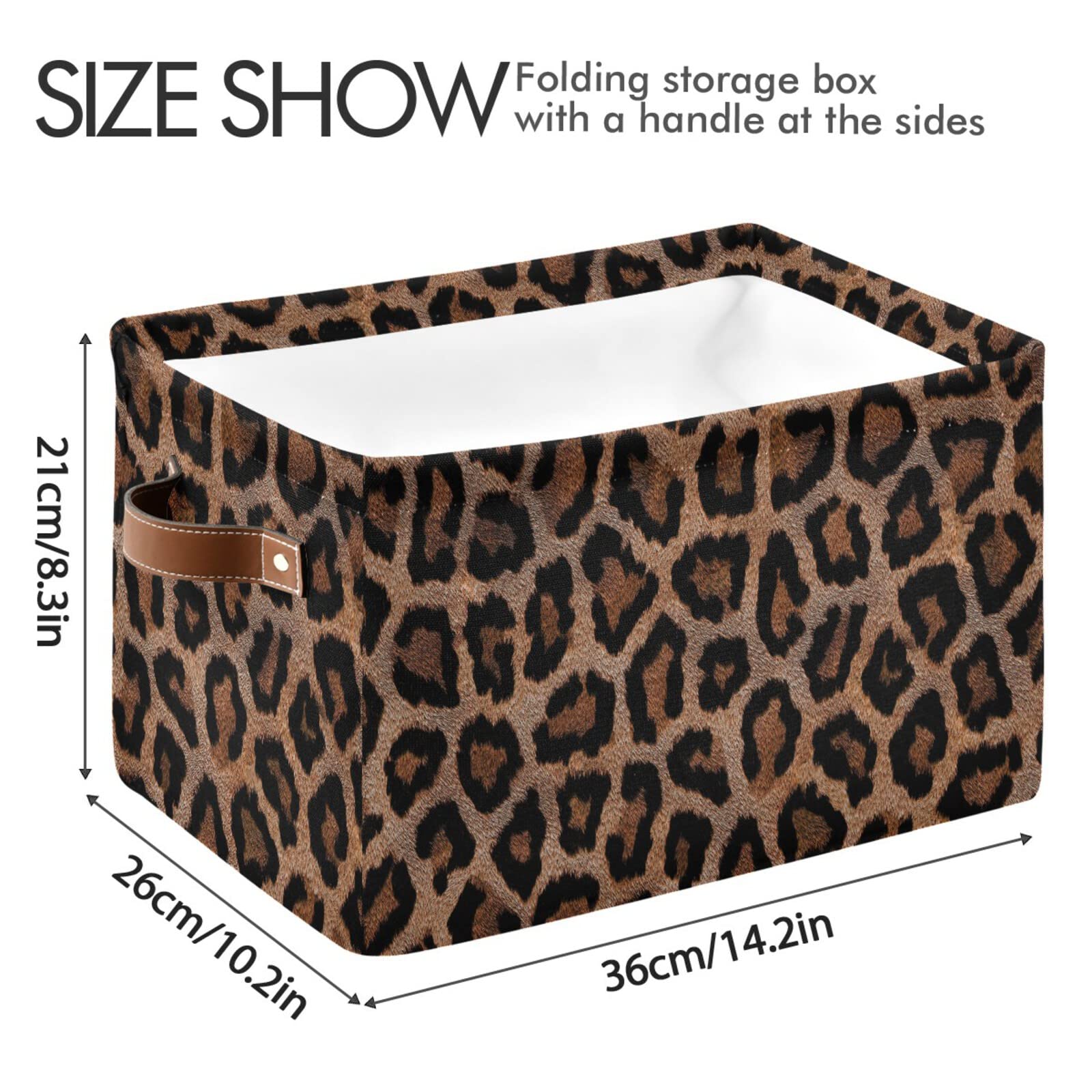 Collapsible Storage Basket with Leather Handles - Home & Office Organizer for Gifts & Essentials