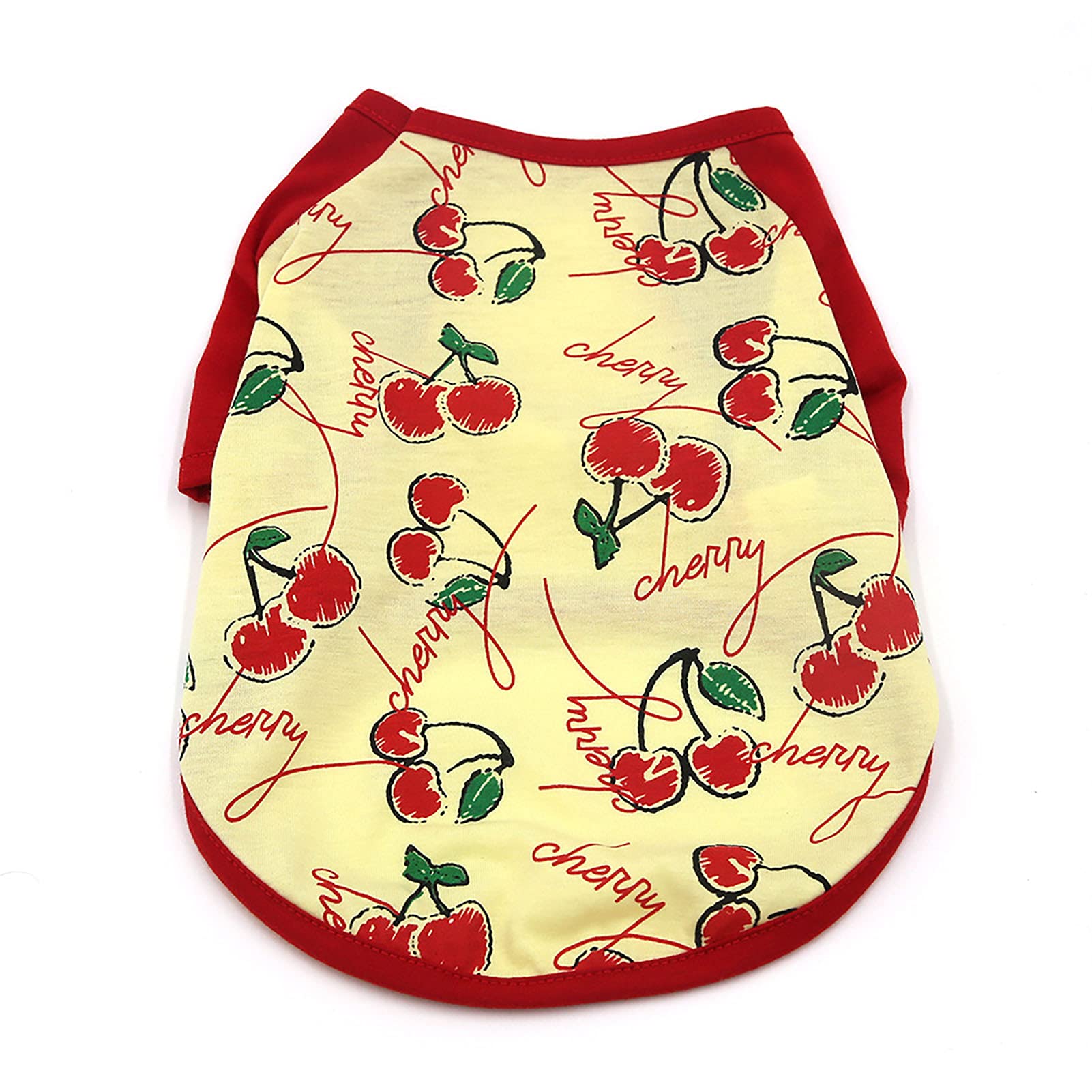 Breathable Cotton Dog T-Shirt for Small Medium Large Dogs - Heave Pet Summer Shirt with Cherry Print | Puppy Sweatshirt for Outdoor Walks & Playtime