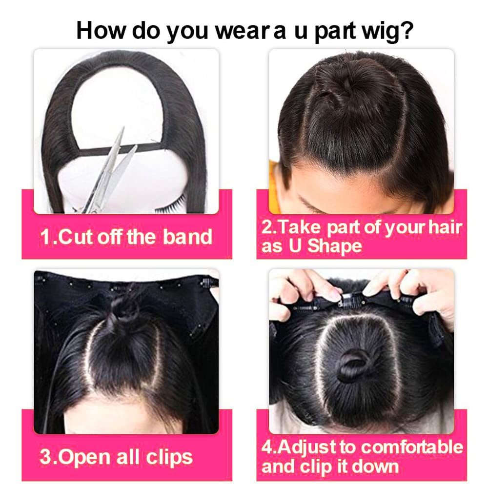 26 Inch U Part Human Hair Wigs for Black Women - Straight Brazilian Virgin Hair Wig with 180% Density, Glueless & Beginner Friendly - Perfect for Daily Wear, Parties & Special Occasions