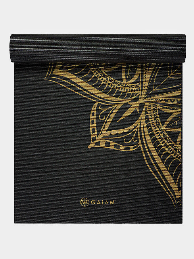 Premium Gaiam Bronze Medallion 6mm Thick Non-Slip Yoga Mat - Perfect for Hot Yoga, Pilates & Home Workouts