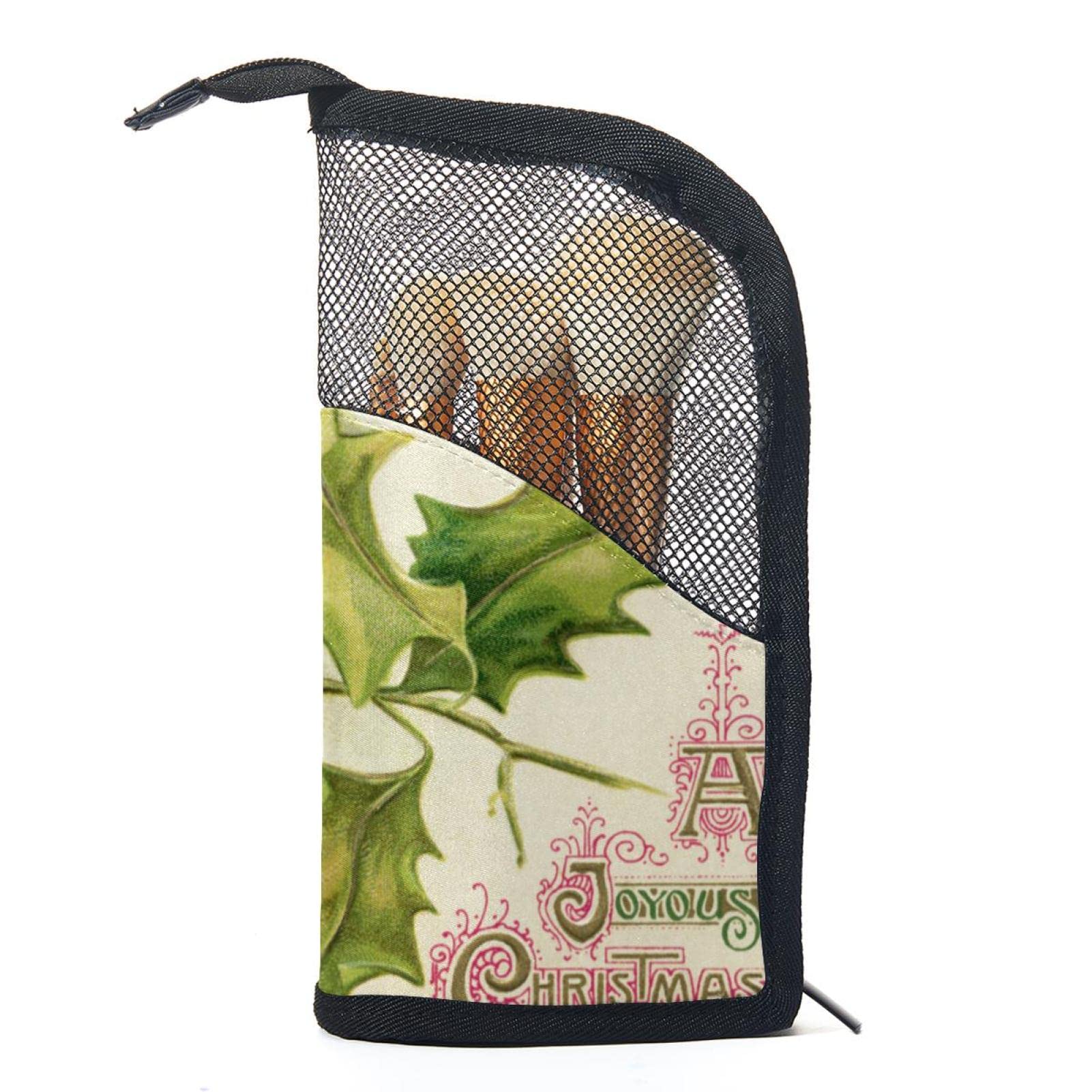Vintage Makeup Brush Organizer Bag with 12 Slots - Portable Cosmetic Brush Holder Case for Travel, Christmas Holiday Party & Everyday Makeup Storage
