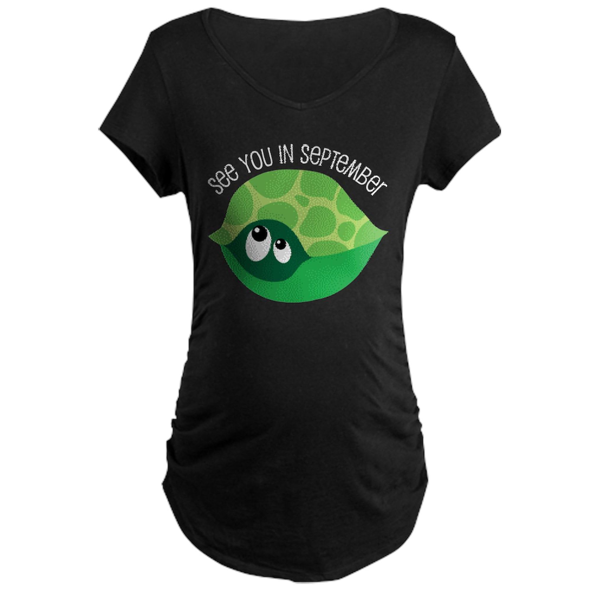 September Due Date Turtle Belly Print Maternity T-Shirt for Women - Comfortable Ruched Side Design - Perfect for Pregnancy Announcements & Baby Showers