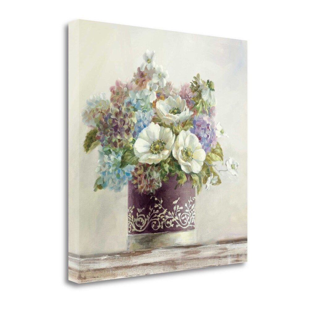 Anemones In Aubergine Hatbox By Danhui Nai - Premium Giclee Art Print on Gallery Wrapped Canvas - Perfect for Home Decor, Living Room Wall Art & Gift Ideas