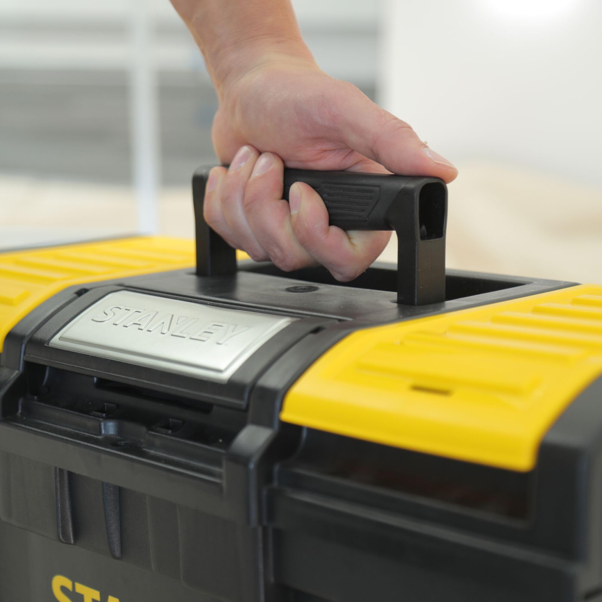 Stanley 19-Inch One Touch Toolbox - Heavy Duty DIY Tool Storage Organizer with Easy Access for Home, Garage & Workshop Projects