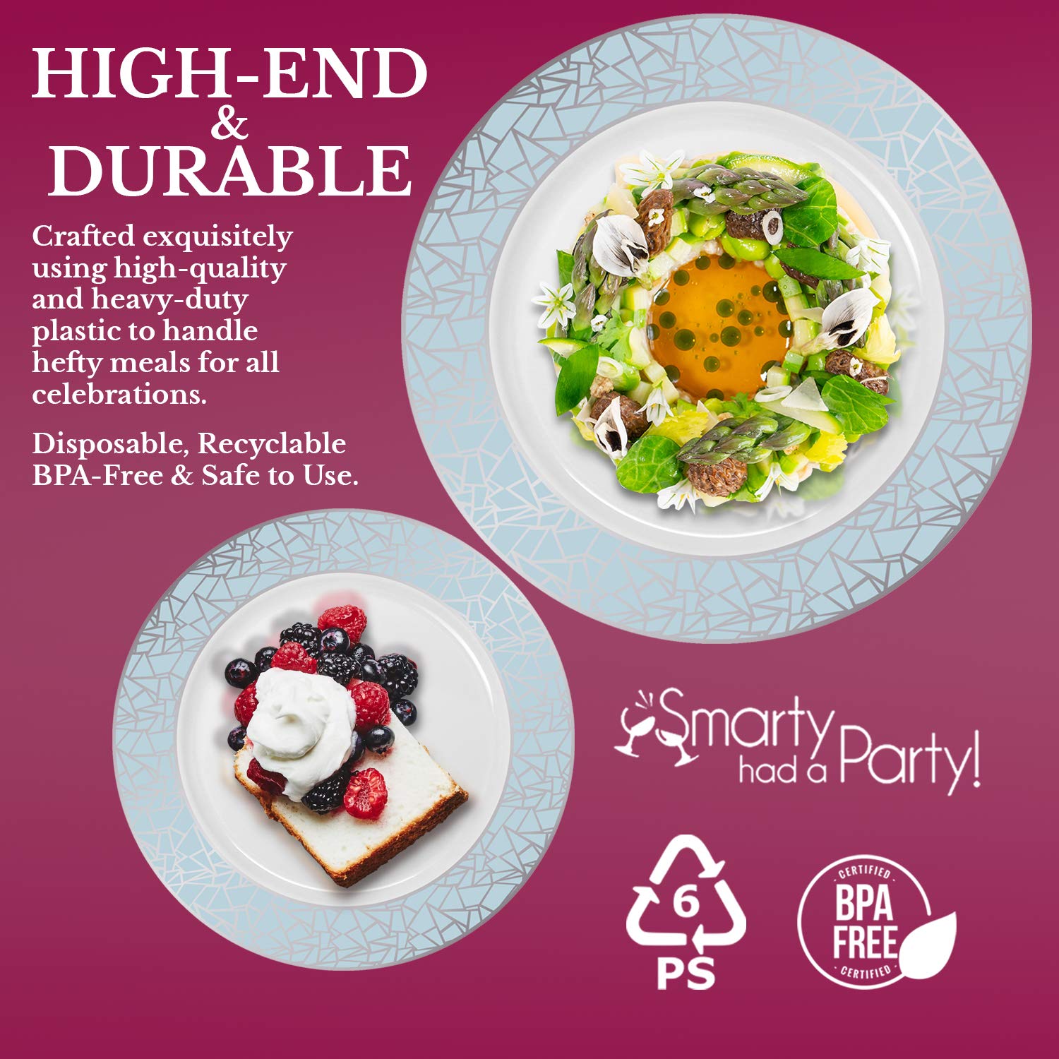 Elegant Disposable Plastic Dinner Plates 120 Pcs - 10.25