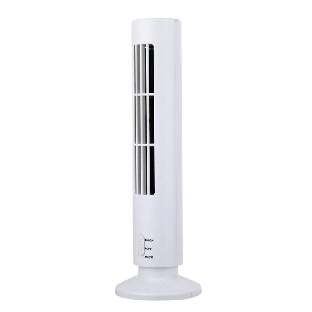 Chezaa Mini Portable USB Desk Fan - Bladeless Tower Air Cooler with Purifier, White - Perfect for Office, Home & Travel Use
