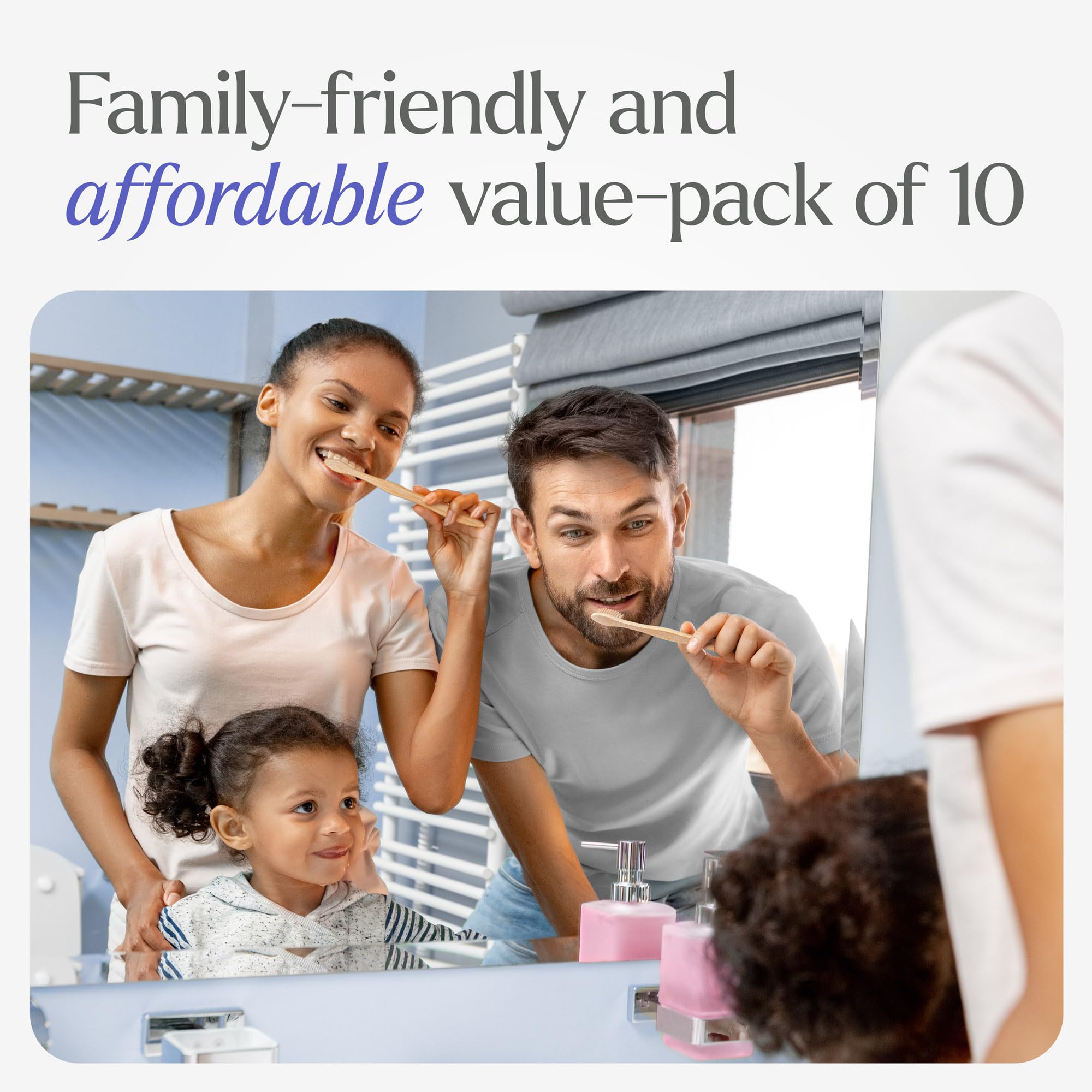 Eco-Friendly Bamboo Toothbrushes 10 Pack - BPA Free Medium Bristles for Adults | Biodegradable & Compostable Natural Wooden Toothbrush Set | Perfect for Travel, Home & Sustainable Oral Care
