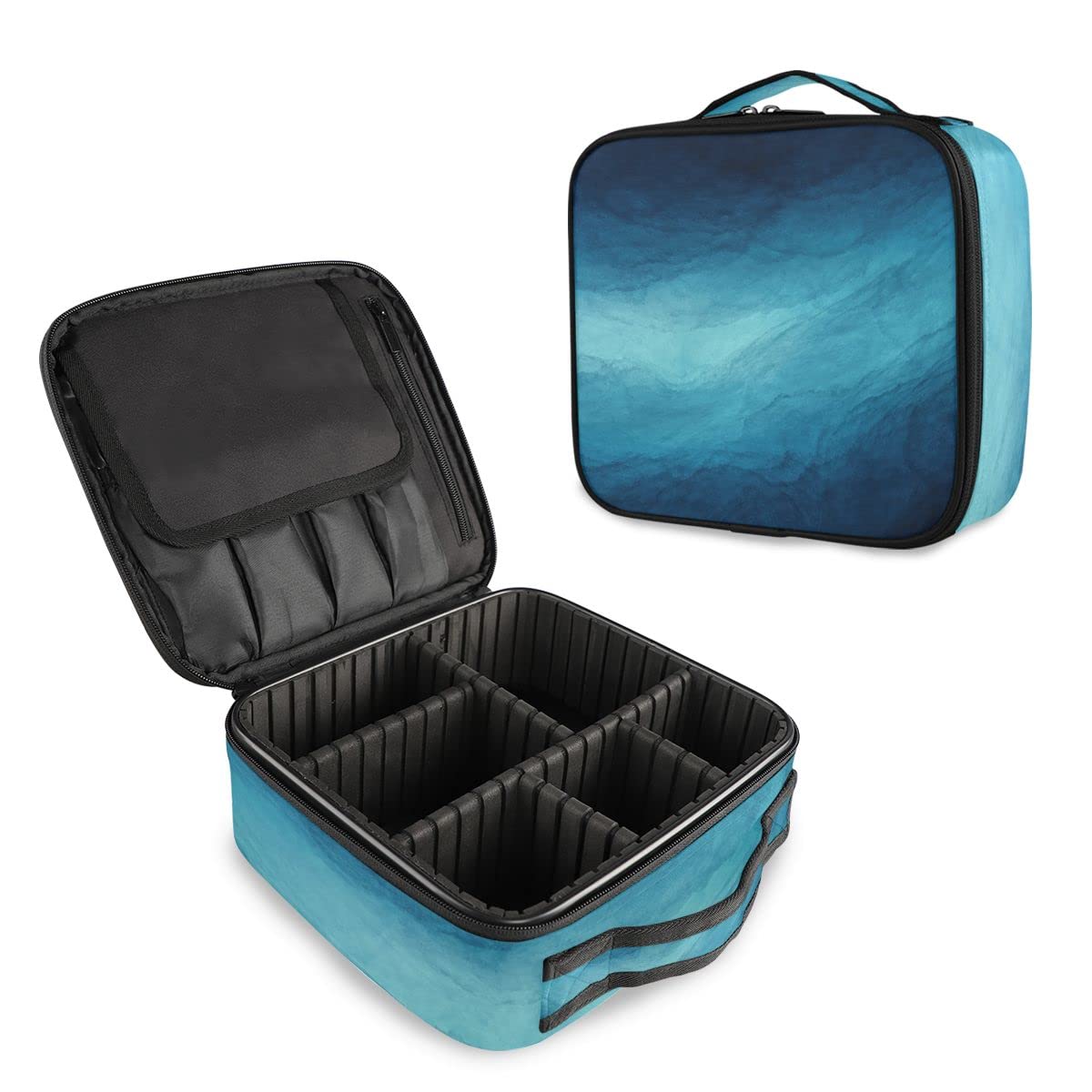 GAIREG Teal and Black Makeup Organizer Case - Travel Cosmetic Storage Box for Makeup Brushes, Lipsticks & Beauty Tools | Perfect for Travel, Home Vanity & Salon Use