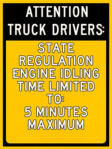 5 Minutes Idle Time Sign for Truck Drivers - 12x18 Inch Aluminum Traffic & Warehouse Sign, Weatherproof & Durable (0.04 Thickness) - Perfect for Loading Docks, Truck Stops & Distribution Centers