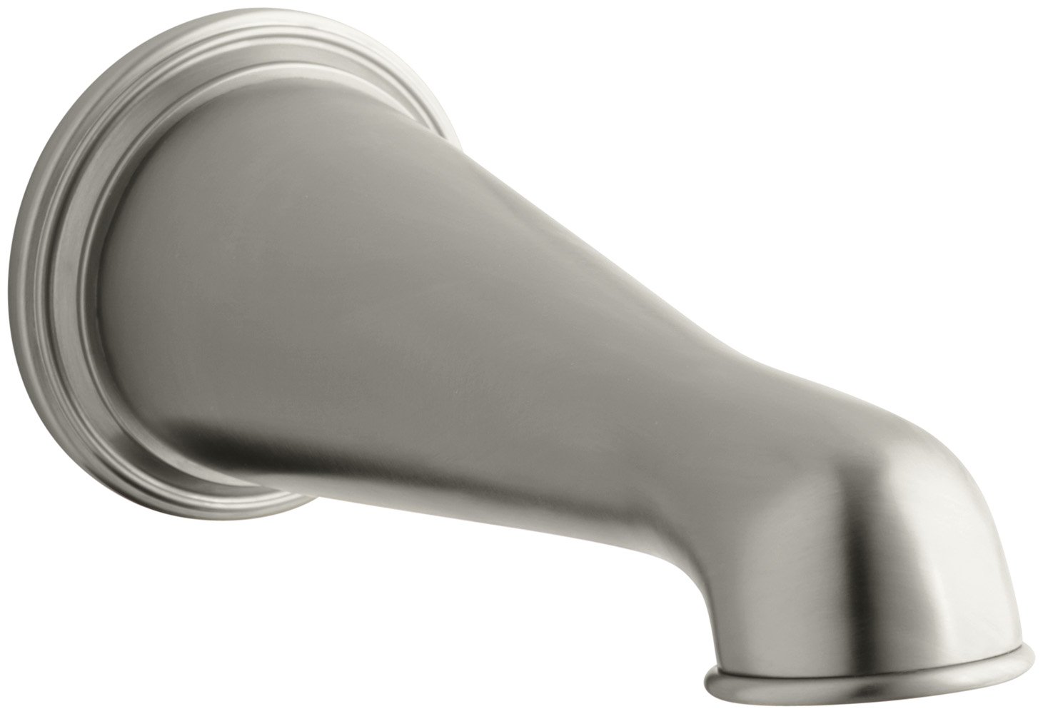 Kohler K-328-BN Antique Wall-Mount Non-Diverter Bath Spout in Vibrant Brushed Nickel Finish - Perfect for Vintage Bathroom Renovations & Classic Home Decor