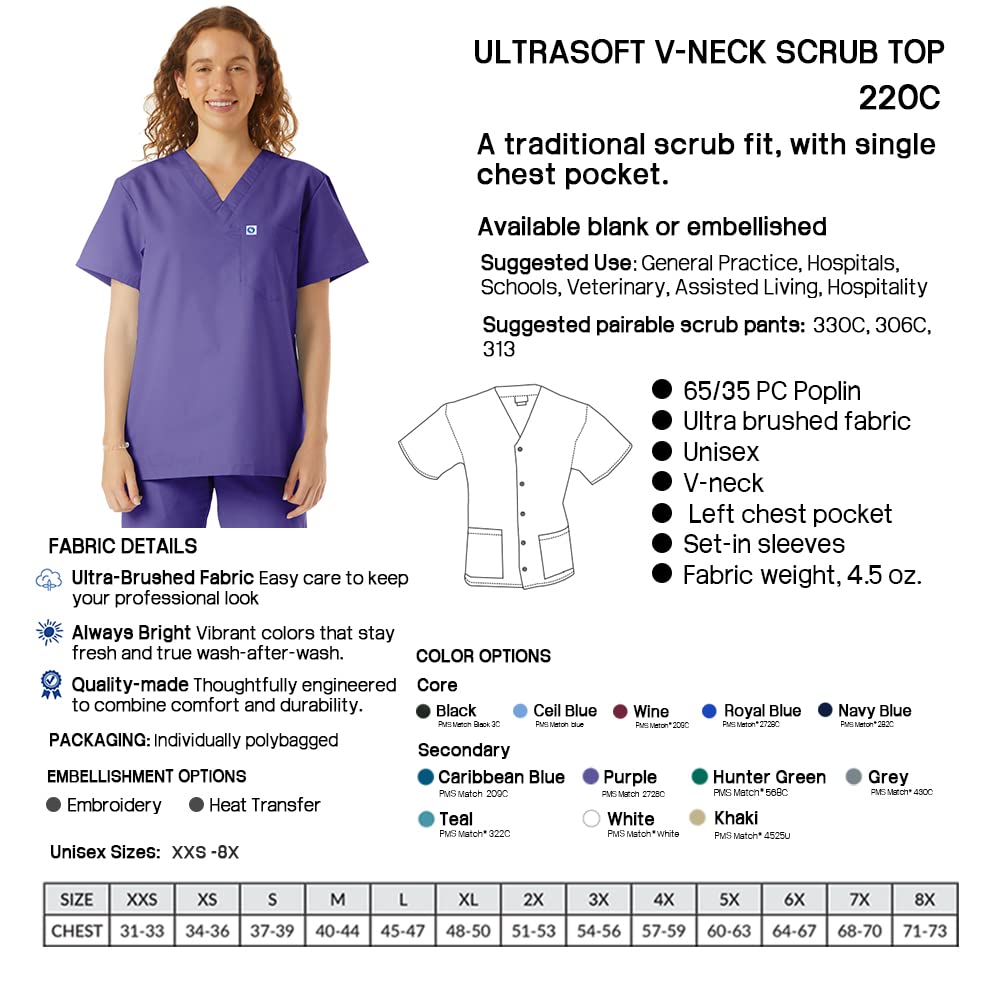 Unisex V-Neck Scrubs Top - Comfortable Doctor & Nurse Coat for Medical Professionals | Hospital, Lab & Yoga Workwear | Perfect for Healthcare Shifts, Clinical Duties & Relaxation
