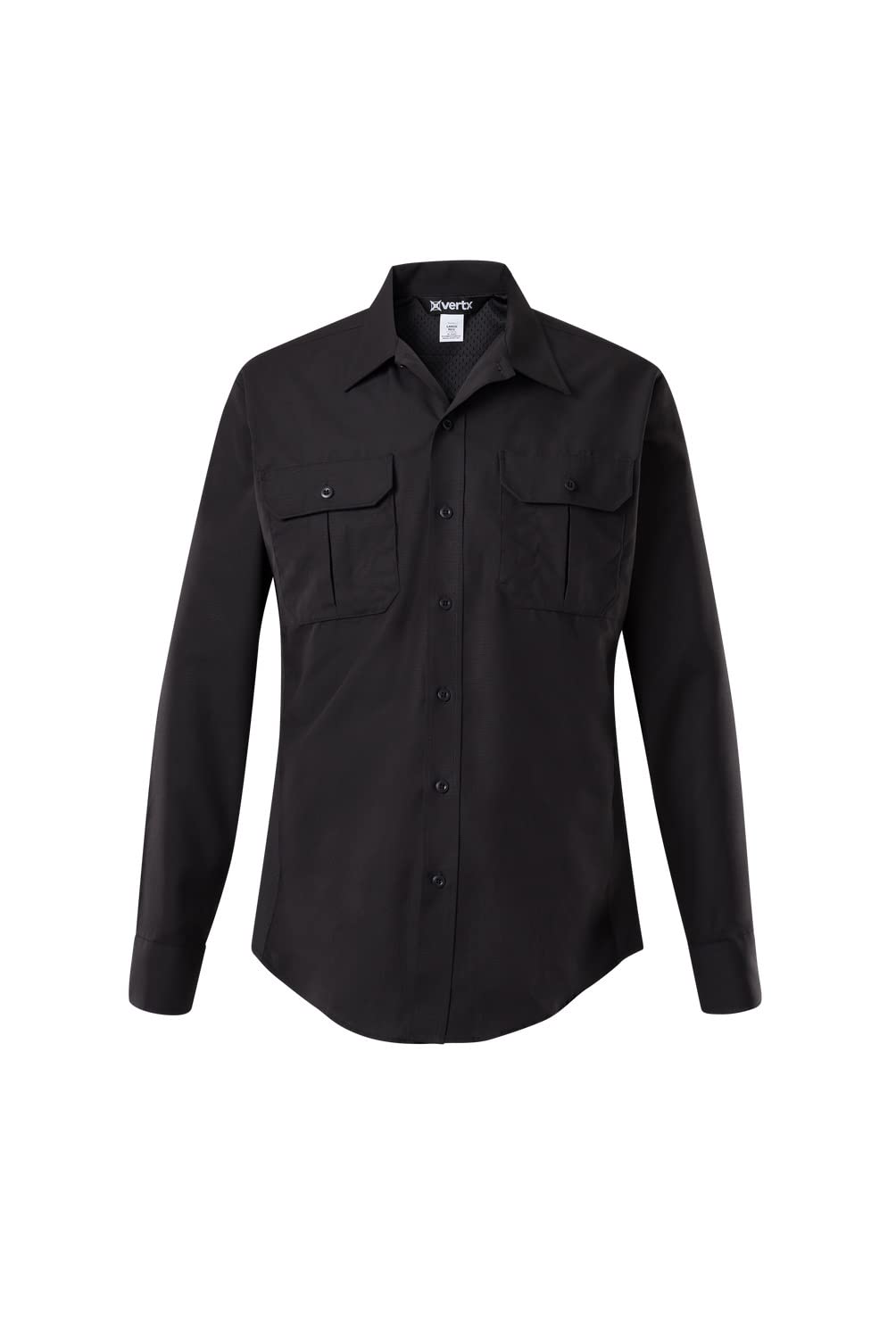 Vertx Phantom LT Tactical Shirt for Men - Long Sleeve Breathable Work Shirt with Easy Access Pockets | Stretchable Ripstop Fabric | Ideal for Police, Security & Military | Black | 3X-Large/Short | Perfect for Outdoor Work, Tactical Training & Everyday Wear