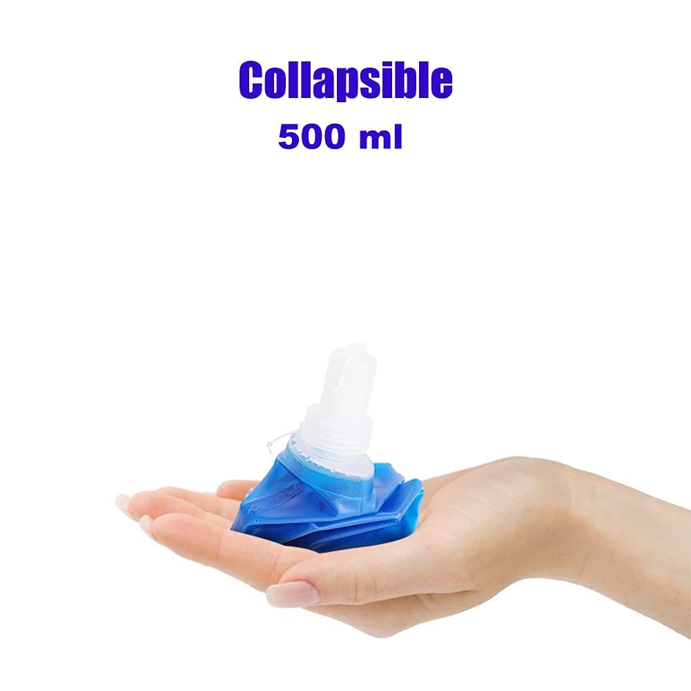 Collapsible Water Bottle 500ml - BPA-Free Foldable Flask for Running, Hiking, Cycling - Travel & Outdoor Use