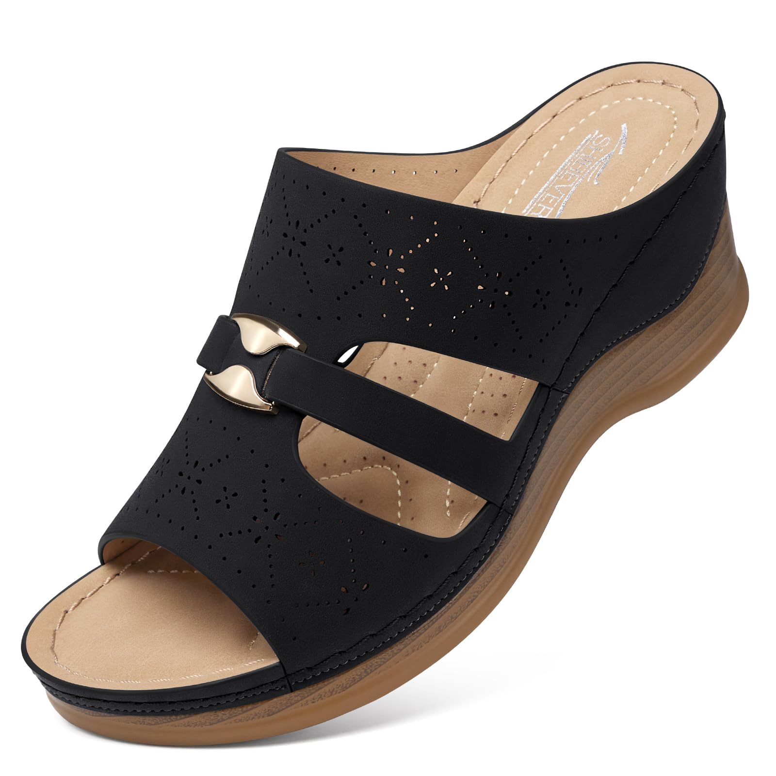Women's Hollow Out Slip-On Wedge Sandals - Comfortable Platform Summer Casual Walking Shoes for Beach, Vacation & Everyday Wear | SHIBEVER