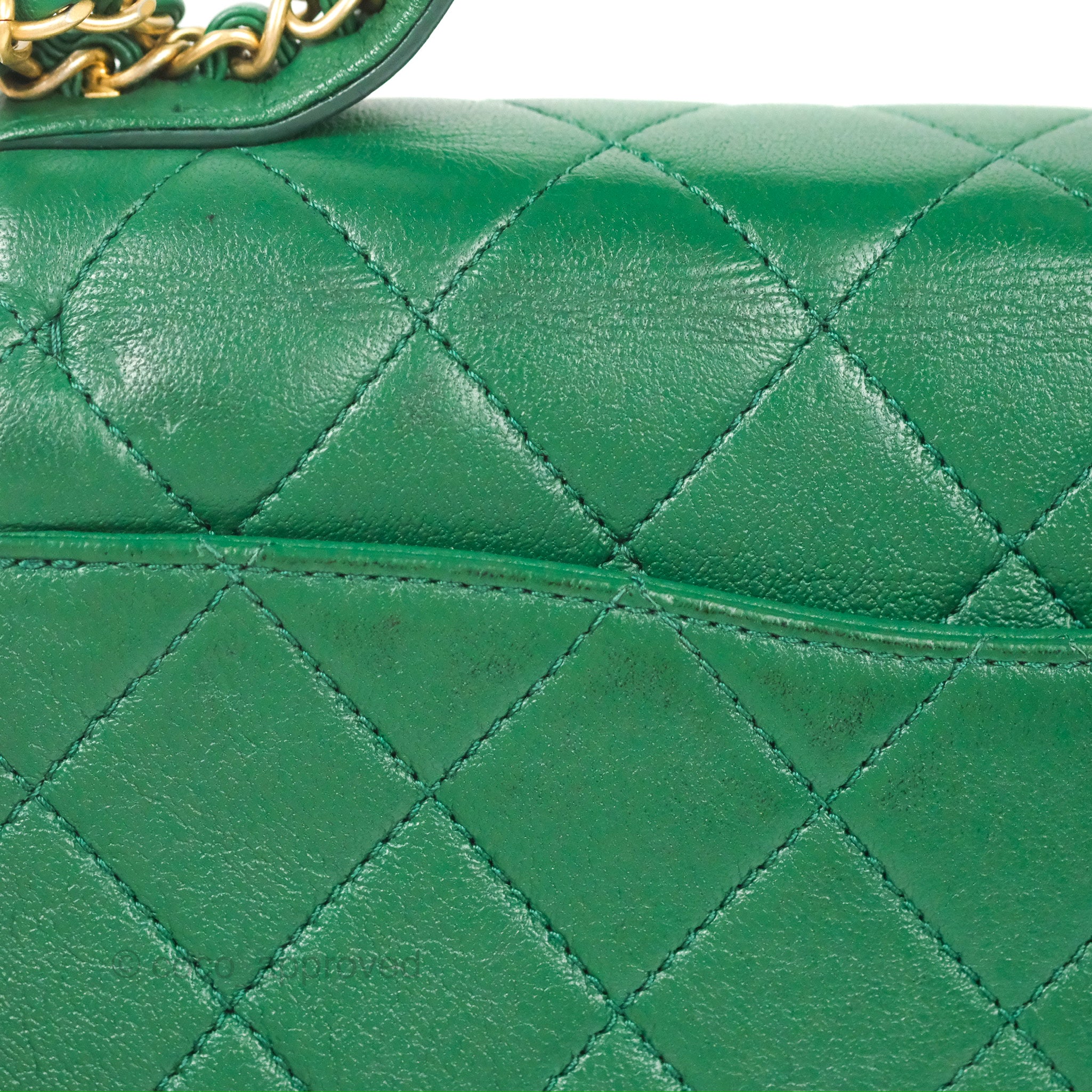 Chanel Chain Infinity Top Handle Bag - Green Lambskin Leather with Aged Gold Hardware - Luxury Crossbody Shoulder Bag for Women, Perfect for Parties, Weddings & Evening Events