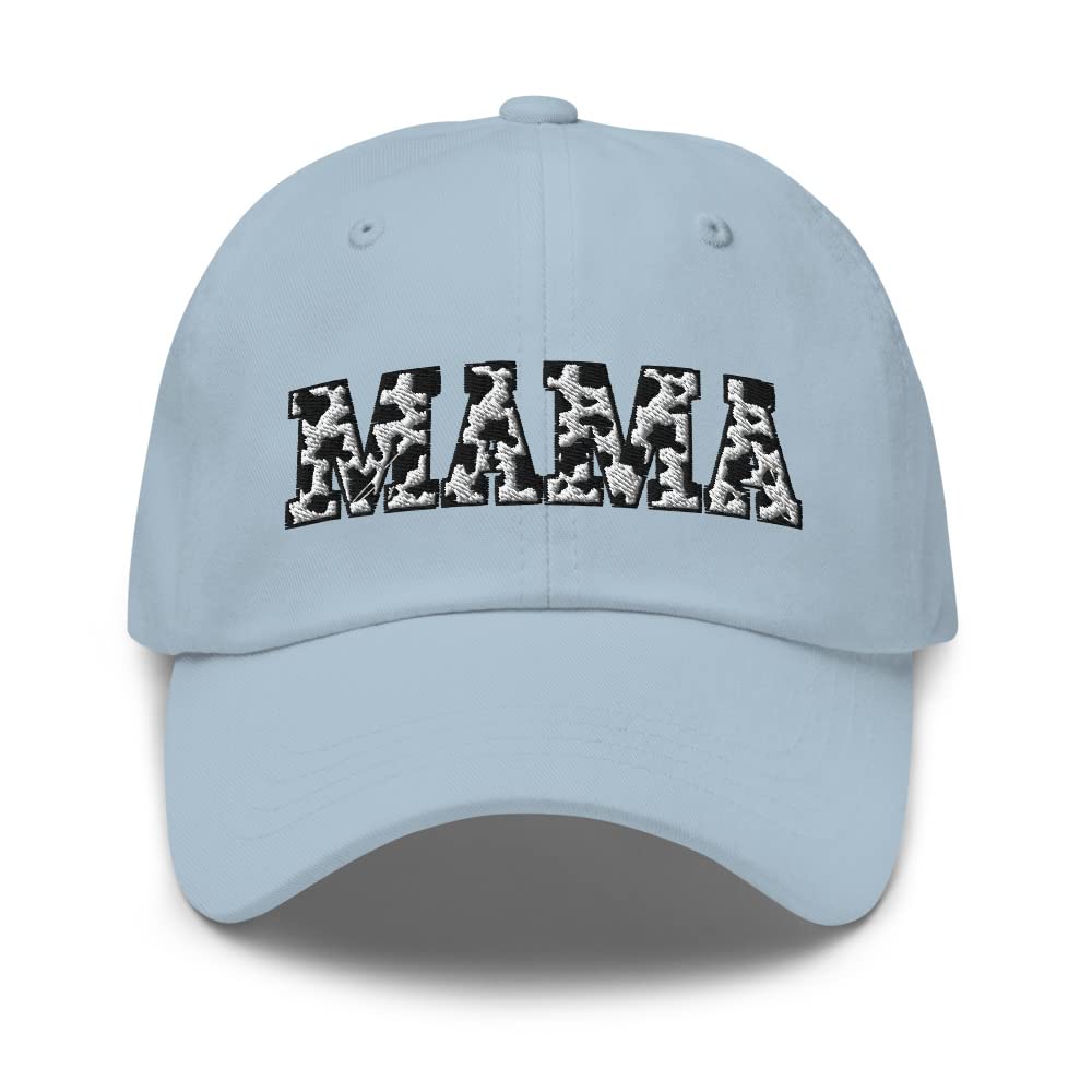 Winnie Rose Apparel Mama Cow Print Embroidered Dad Hat - Stylish Baseball Cap for Women & Men - Perfect for Outdoor Activities, Casual Wear and Fashion Accessories