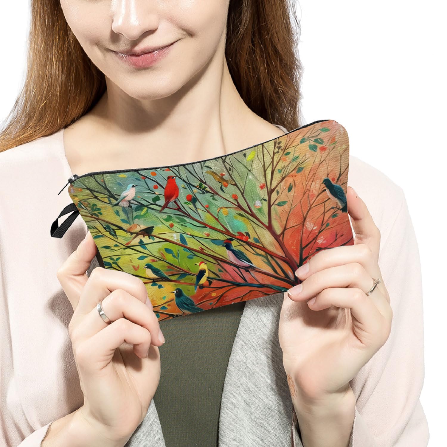 Cute Bird Makeup Bag - Small Travel Toiletry Pouch for Women | Perfect Gift for Bird Lovers & Friends