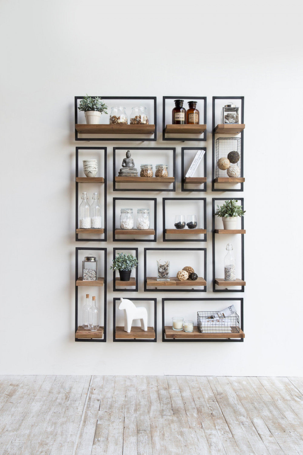 Bayan Metal Frame Wall Box IV Teak - Rustic Home Decor for Living Room, Bedroom & Office - Perfect for Storage and Display