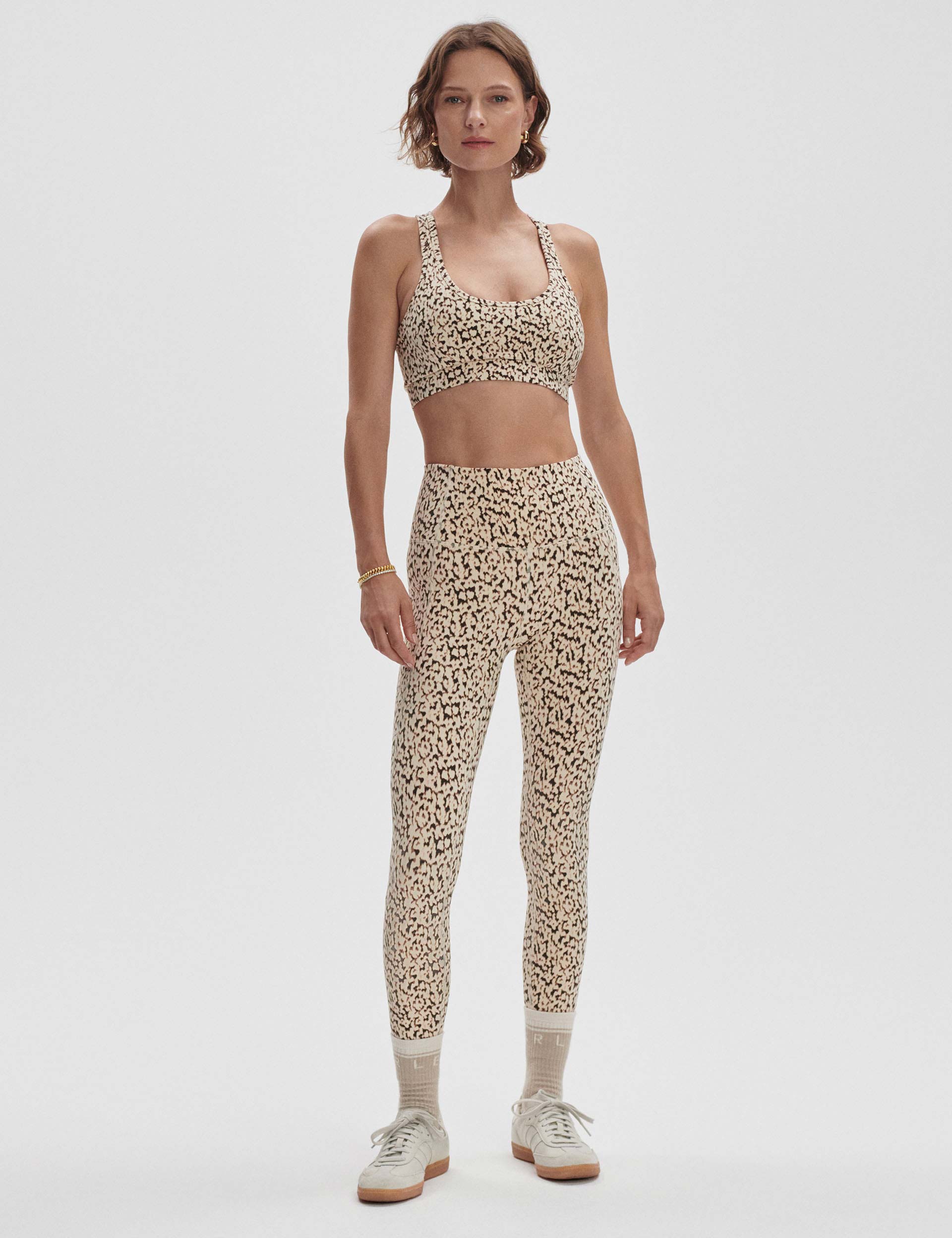 Move Selma Bra - Almond Abstract Leopard Print Wireless Bralette for Women | Comfortable Lounge Wear & Yoga Bralette for Everyday Use