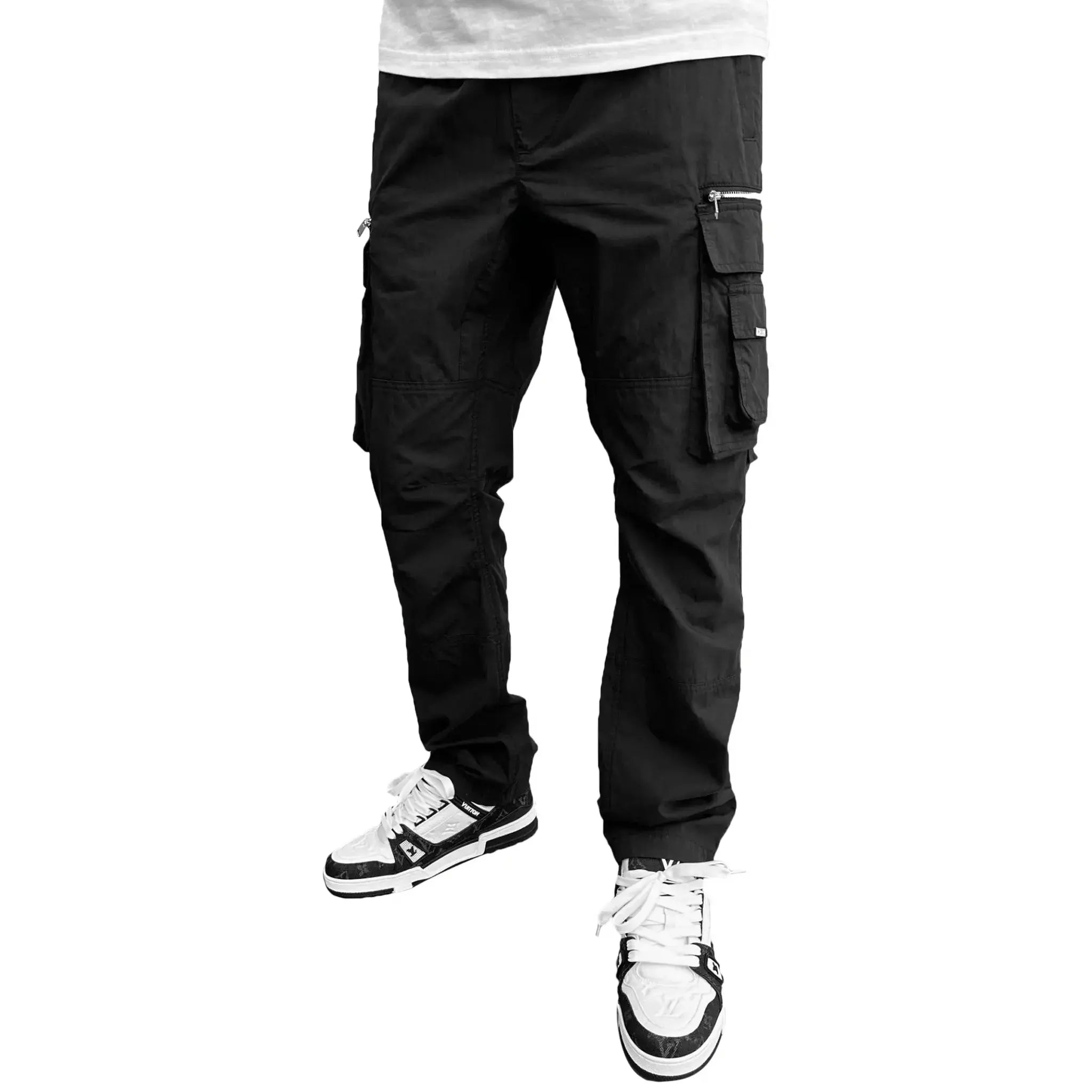 SIARR Military Black Cargo Pants for Men - Tactical Work Pants with Multiple Pockets - Outdoor Hiking, Camping & Workwear
