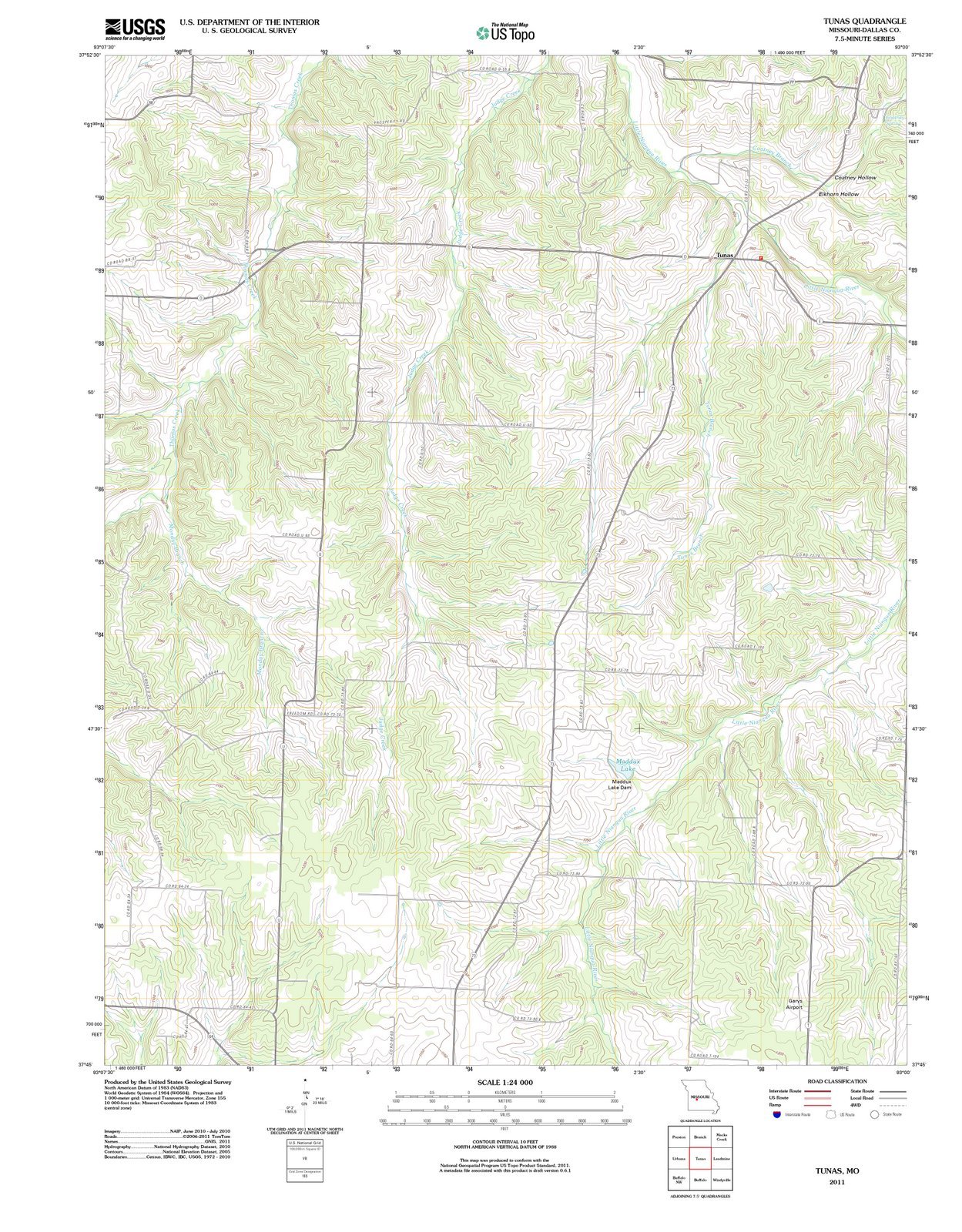 2011 Tunas, MO - USGS Historical Topographic Wall Map - 44x55 Inch Large Vintage Missouri Map for Home & Office Decor | Wall Art, Gift, Geography Enthusiast