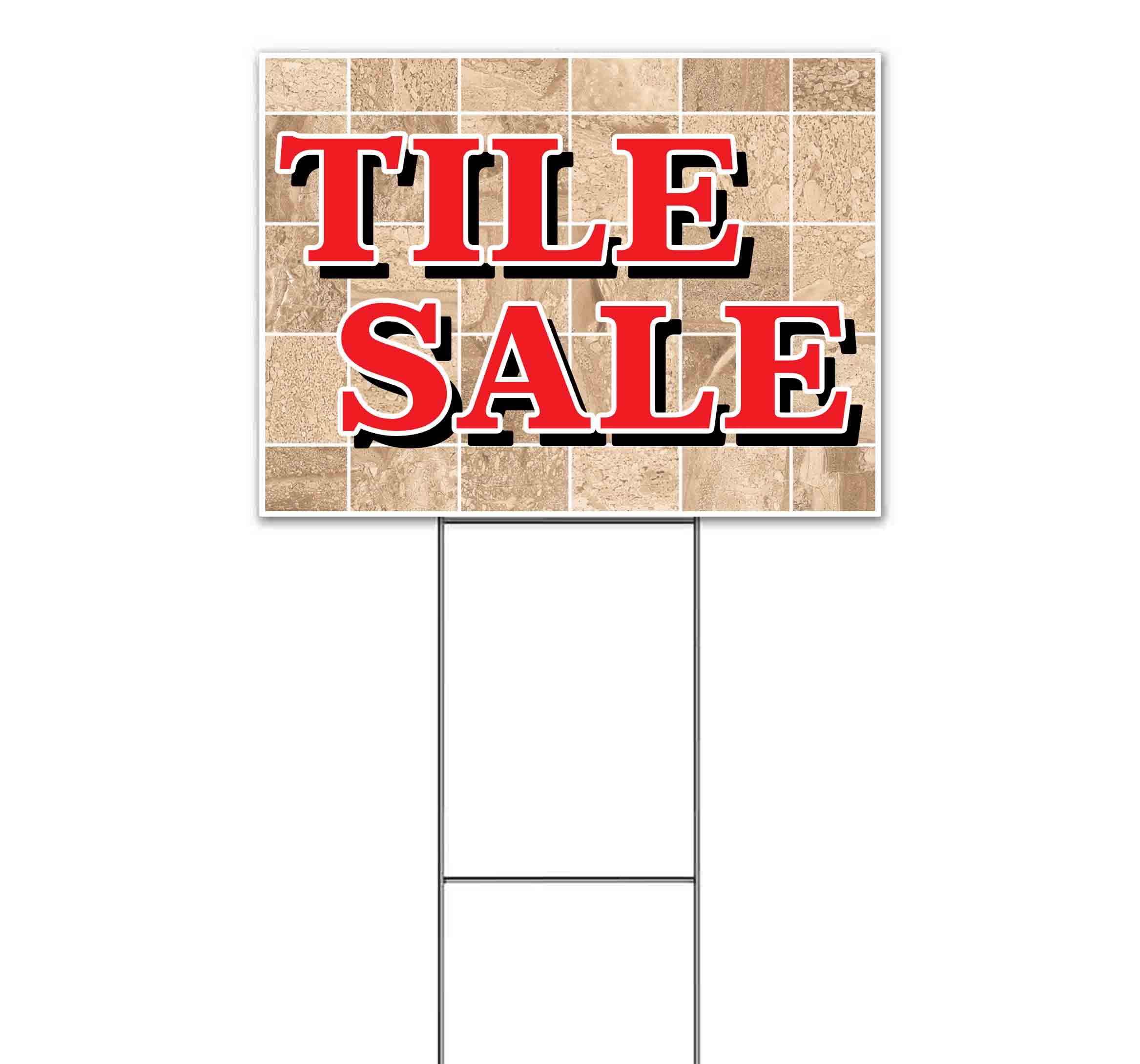18x24 Inch Tile Clearance Yard Sign with Metal Step Stake - Bulk Discounts & Multi-Packs | Durable Outdoor Advertising Sign for Businesses, Events & Sales | Made in USA