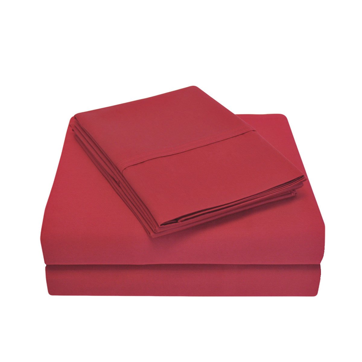 800 Thread Count 100% Cotton 6-Piece King Size Bed Sheet Set with Bonus Pillowcases - Solid Burgundy Color for Luxury Hotel-Style Bedroom Decor