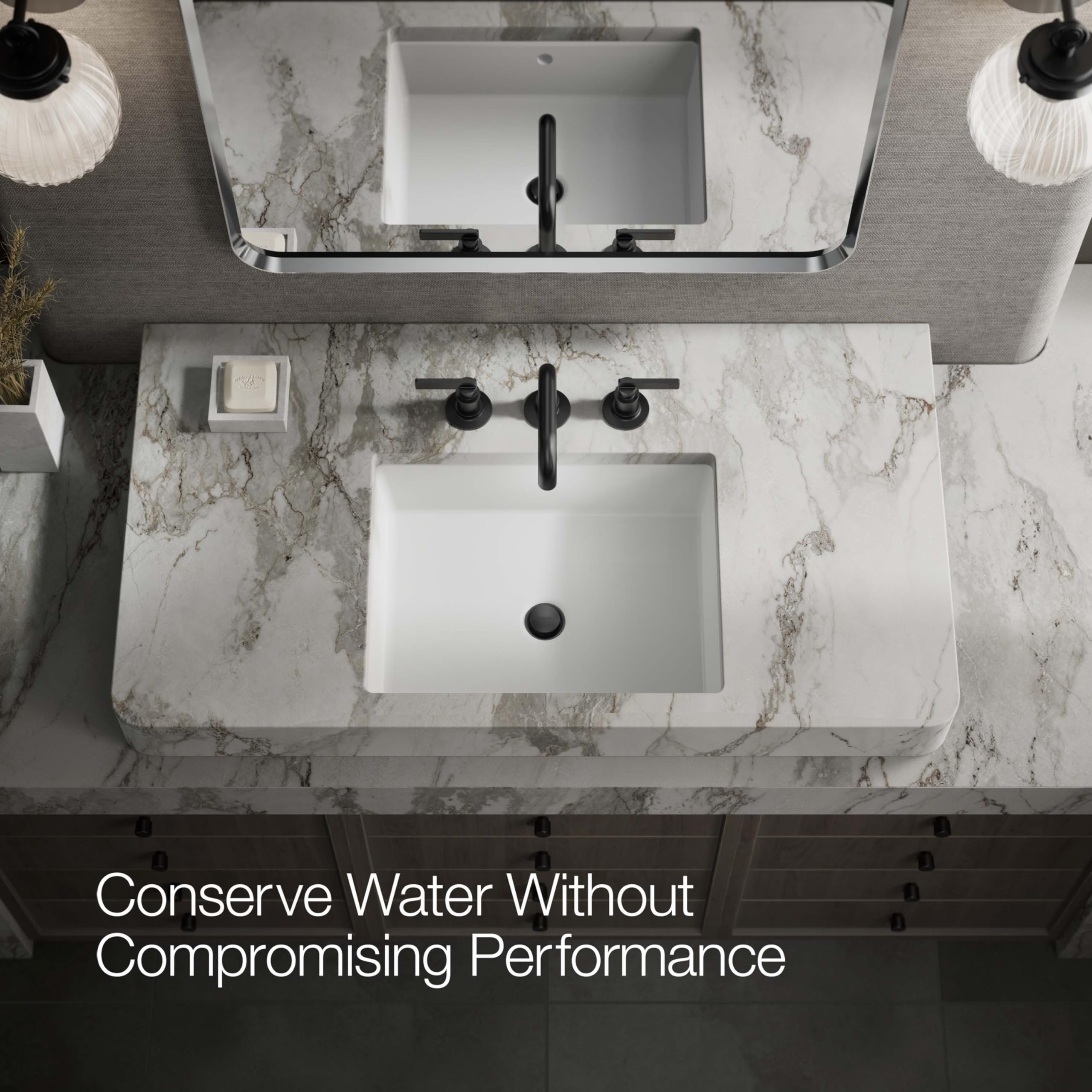KOHLER Castia by Studio McGee Widespread Bathroom Sink Faucet - Modern Matte Black Finish - Perfect for Master Bathroom & Powder Room Renovations