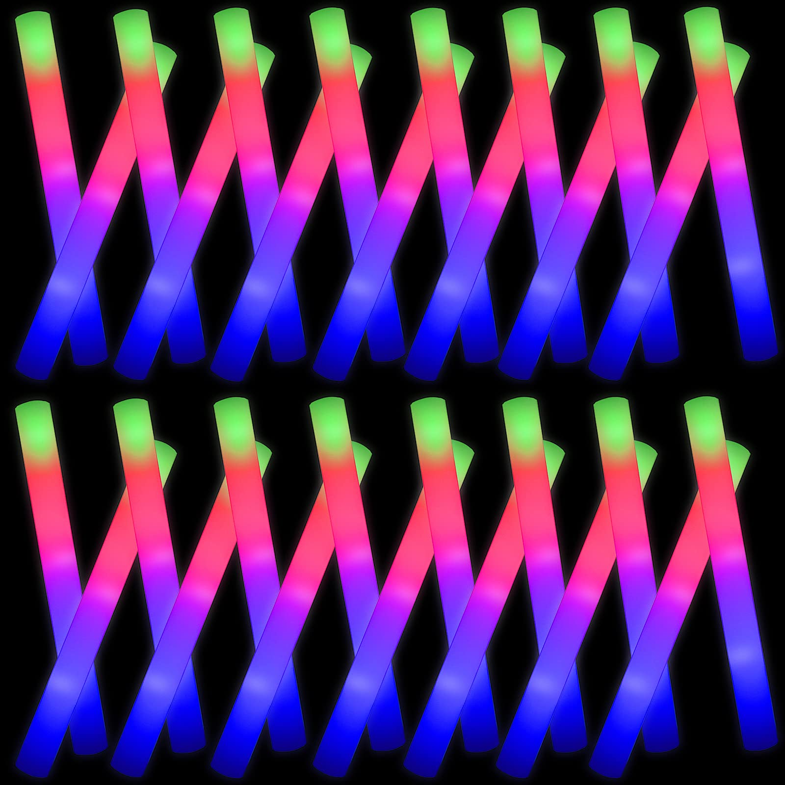 100PCS Glow in The Dark Foam Sticks - 3 Flashing Modes Party Supplies for Weddings, Kids Parties, Halloween, Christmas, Concerts & Birthdays | Perfect for Night Events, Raves, Pool Parties & Outdoor Festivals