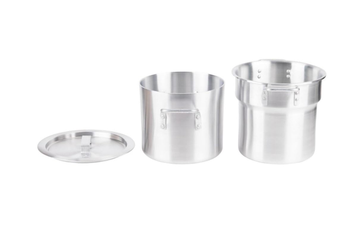 Soro Essentials 8 Qt Aluminum Double Boiler Pot with Lid - Steam Melting Stock Pot for Butter, Chocolate, Cheese, Caramel, Fondue, Candy, Desserts & Sauces - Perfect for Home Cooking, Baking & Candy Making