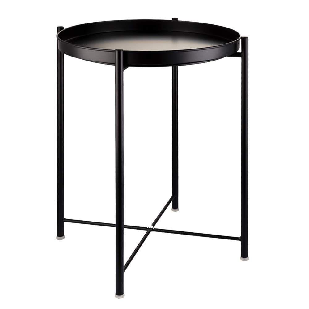 EKNITEY Small Metal Side Table - Waterproof Coffee End Table for Living Room, Bedroom & Outdoor Use