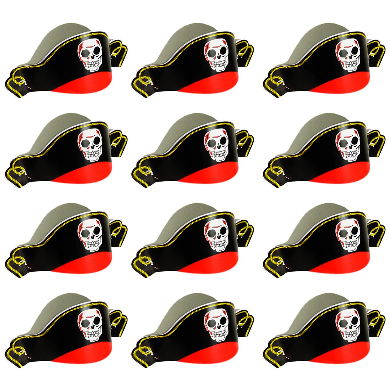 12 Pack Funny Pirate Party Hats for Adults & Kids - Pirate Birthday Party Supplies - Perfect for Pirate Themed Parties, Halloween Costumes & Dress Up Play