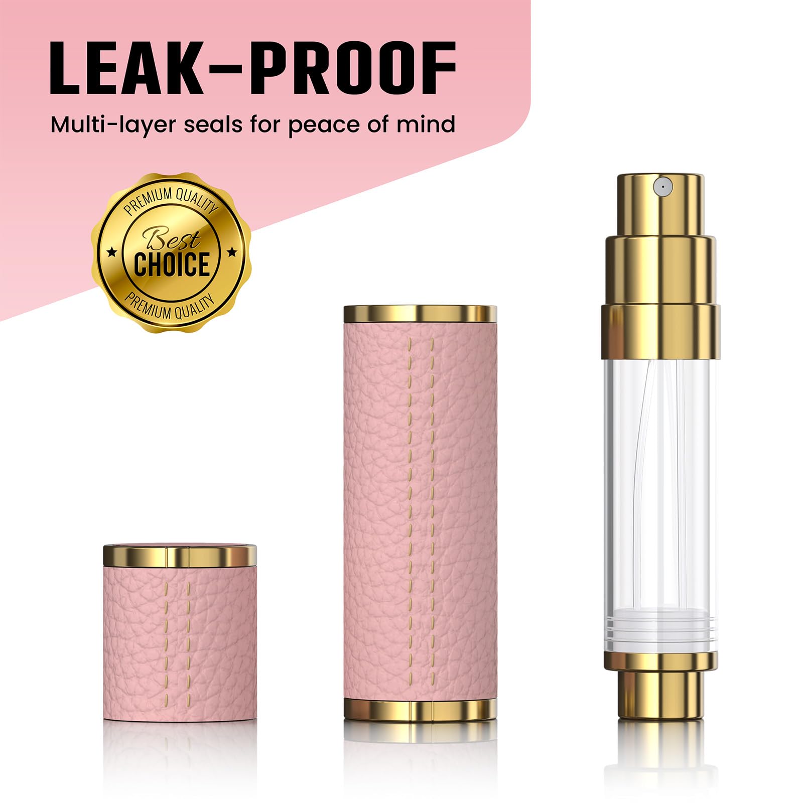 Refillable Travel Perfume Bottle - 5ml Portable Perfume Atomizer & Cologne Sprayer - Mini Empty Fragrance Spray Bottle for Women & Men (Pink) - Perfect for Airplane Carry-on, Gym Bag & Purse Essentials