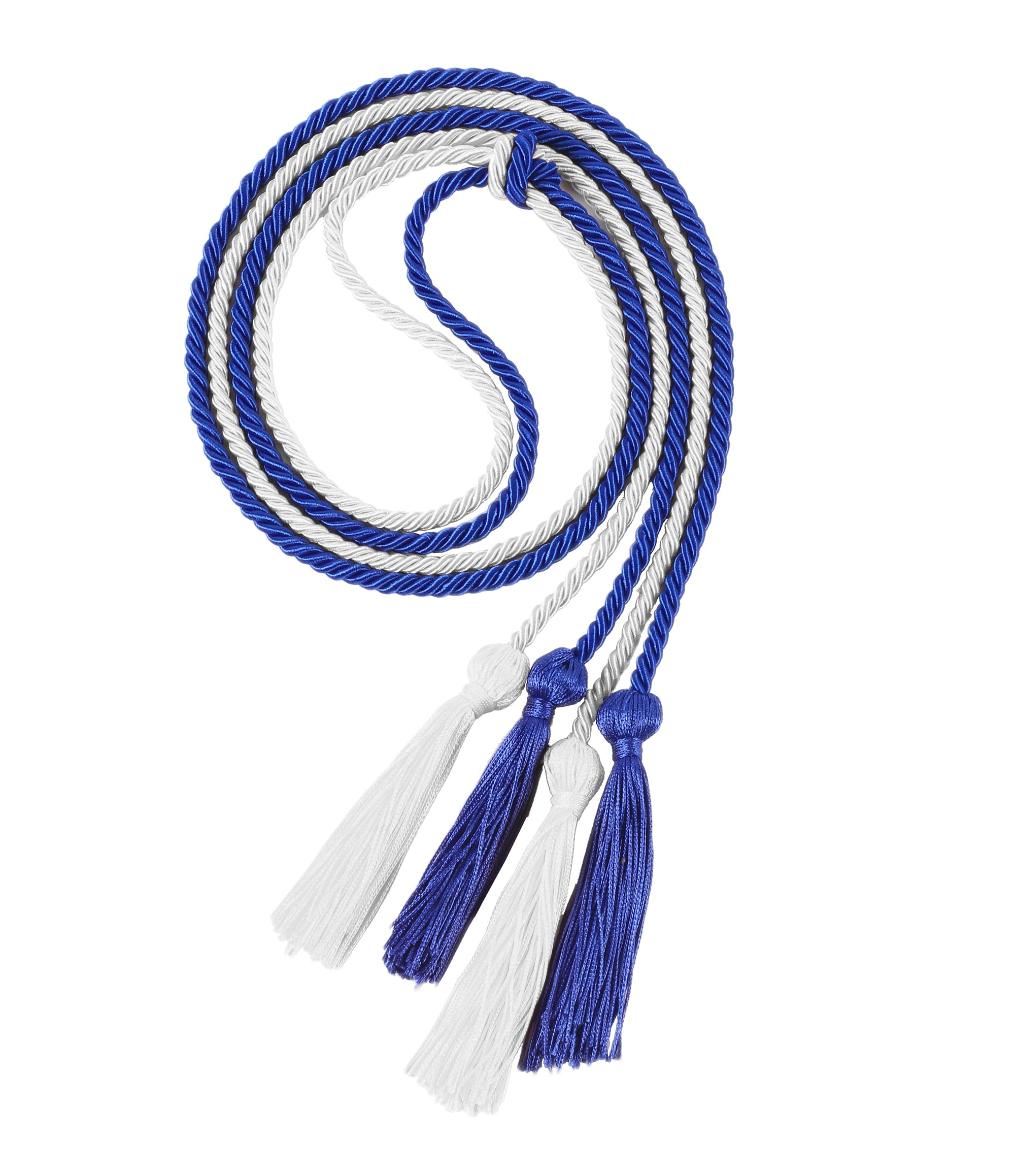 Royal Blue and White Double Graduation Honor Cords - 68 Inch Long for High School & College Commencement Ceremonies