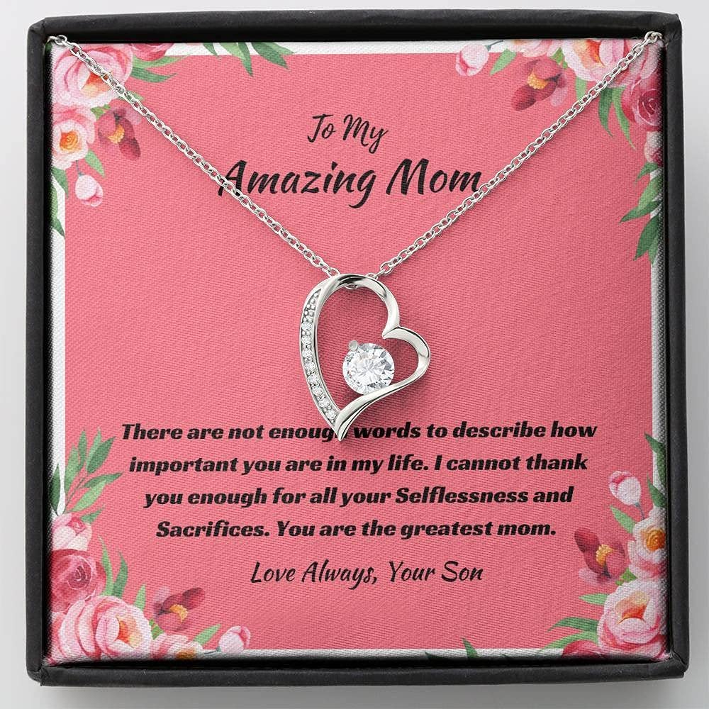 Personalized Jewelry Gift for Mom - Greatest Mom Forever Love Necklace - Mother's Day, Birthday & Thank You Gift from Son - Perfect for Special Occasions & Everyday Wear