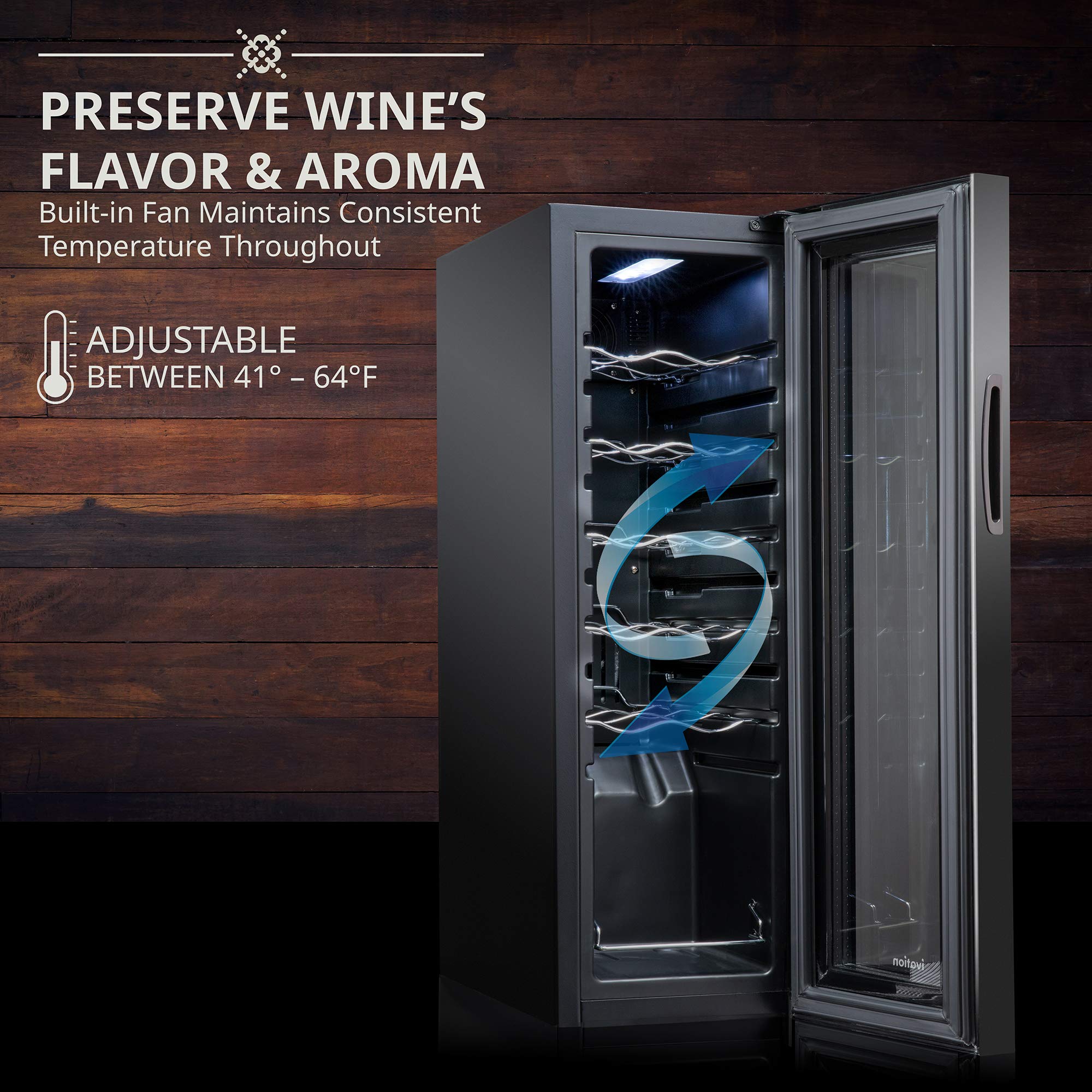 Ivation 12 Bottle Compressor Wine Cooler Refrigerator with Lock - Large Freestanding Wine Cellar Fridge with Digital Temperature Control (41°F-64°F) & Glass Door - Black - Perfect for Home Bars, Kitchen, and Wine Storage