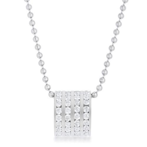 1.1ct Cubic Zirconia Rhodium Plated Stainless Steel Pendant Necklace for Women - Elegant Jewelry Gift for Birthday, Anniversary & Special Occasions