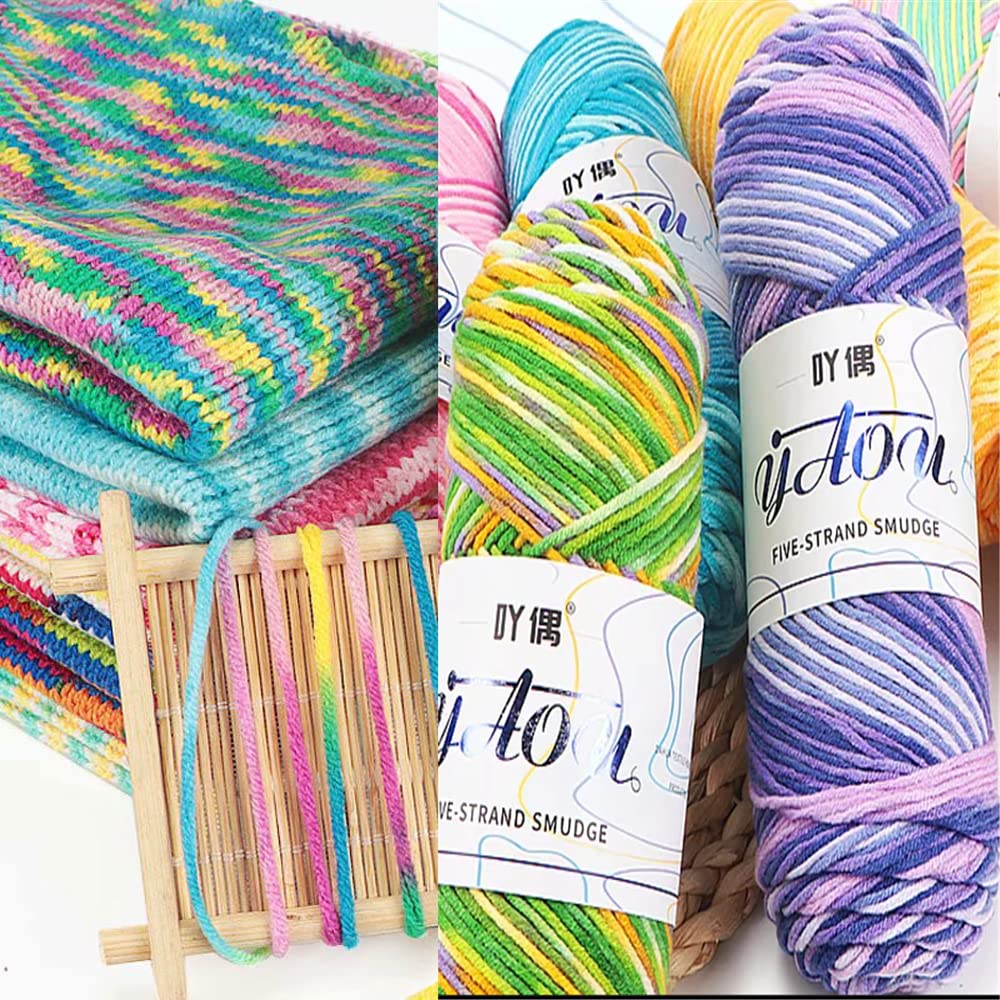 300g (3x100g) Soft Acrylic Knitting Yarn for Crochet, Baby Sweaters & DIY Crafts - Ombre Cotton Blend in Blue - Perfect for Handmade Scarves, Hats & Home Decor