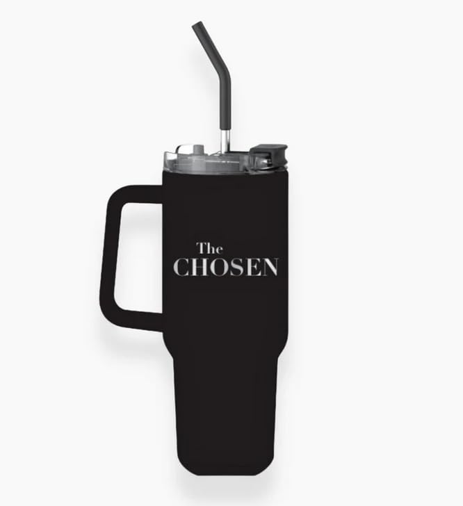 The Chosen 40oz Fish Tumbler - Stainless Steel Insulated Black Water Bottle for Hot & Cold Drinks - Perfect for Outdoor, Camping, Gym & Daily Use
