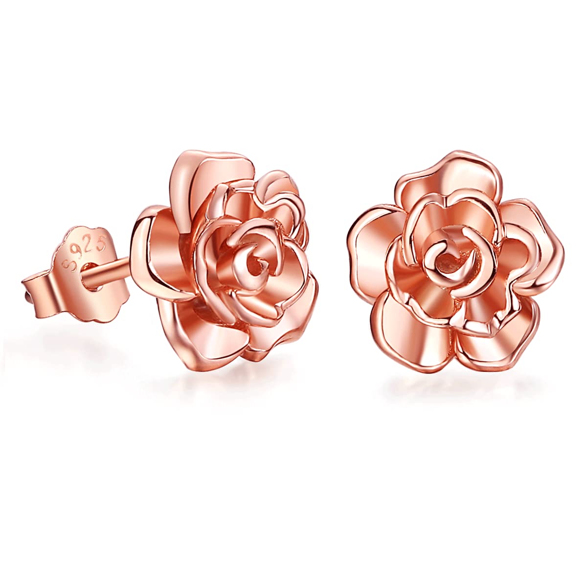 925 Sterling Silver Rose Stud Earrings with CZ Flower - Hypoallergenic Rose Gold Plated Jewelry for Women, Girls, Mother, Wife | Gift for Valentine's Day, Anniversary, Birthday, Wedding (Perfect for Everyday Wear & Special Occasions)