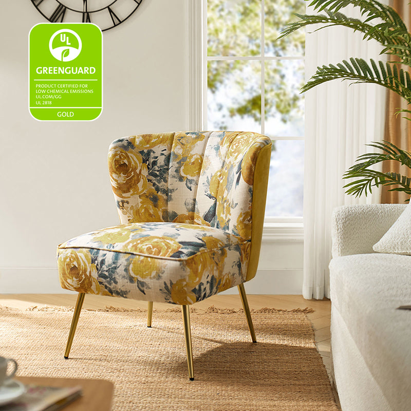 Luxury Coraline Velvet Barrel Chair with Tufted Back & Sturdy Metal Legs - Elegant Accent Chair for Living Room, Bedroom or Office Decor