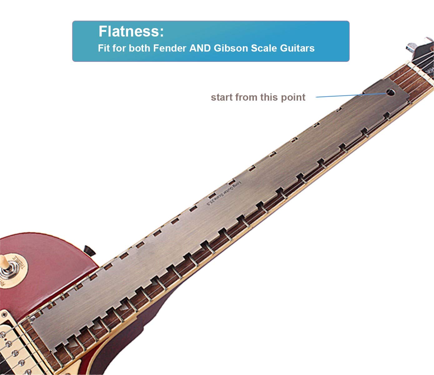 Notched Guitar Neck Straight Edge - Dual-Scale Guitar Repair Tool for 24.75