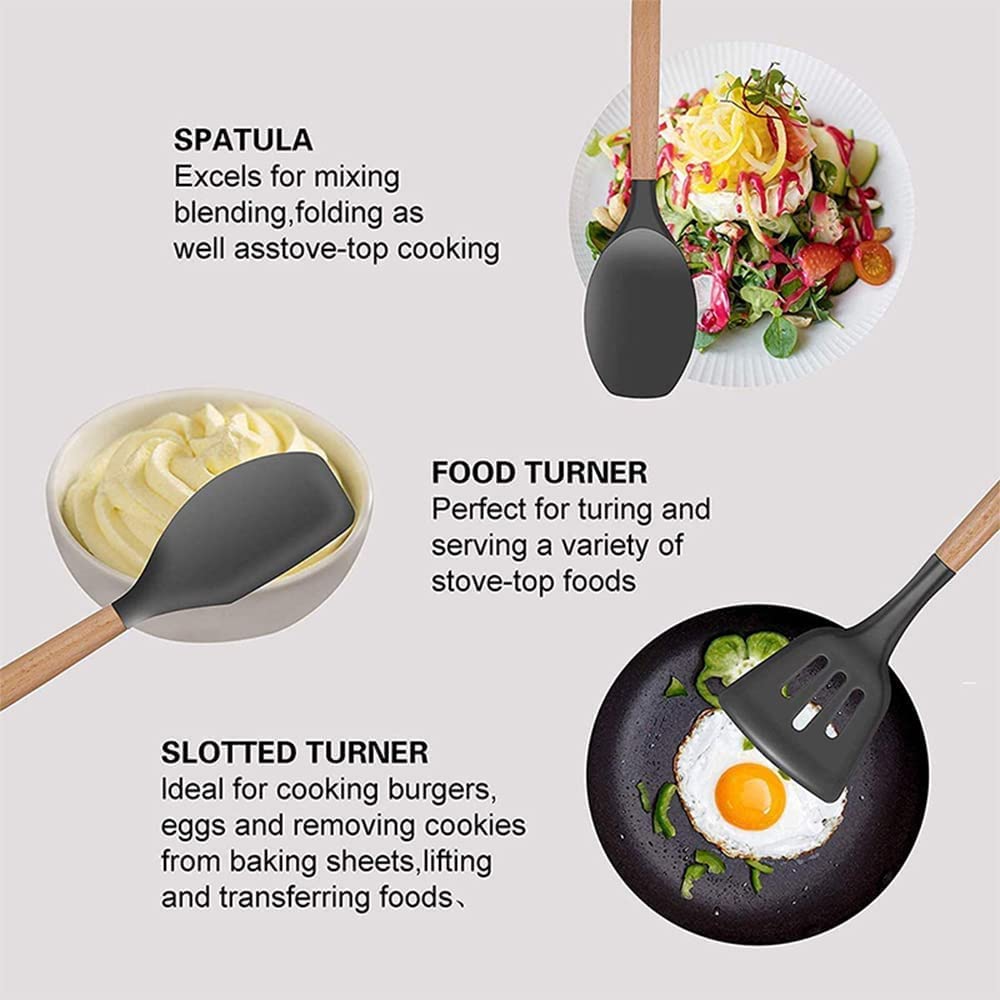Utoolmart 9-Piece Silicone Kitchen Utensil Set - Non-Stick Cooking Tools, Heat-Resistant Spatula, Spoon & Turner - Perfect for Nonstick Cookware, Baking & Everyday Cooking - Ideal Christmas Gift for Home Chefs