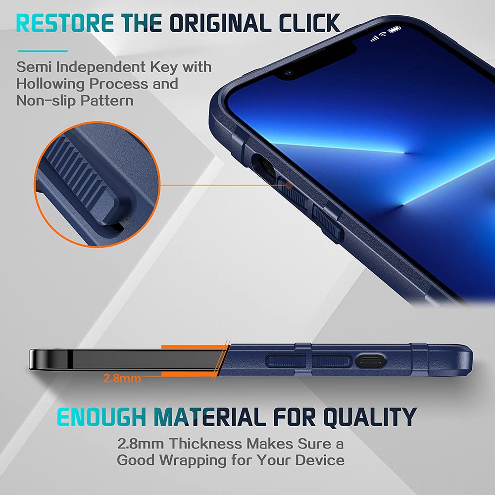 Rugged Shockproof iPhone 13 Pro Max Case (6.7 Inch) - Military Grade Drop Protection, Heavy Duty TPU Armor Cover - Navy Blue Tactical Phone Case for Outdoor, Work & Extreme Sports
