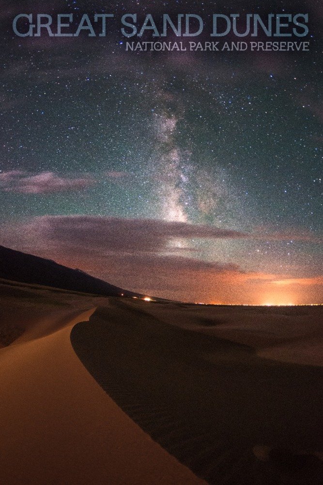 Stunning Milky Way at Great Sand Dunes National Park Colorado - 36x54 Giclee Gallery Print, Premium Travel Poster Wall Art Decor for Living Room, Bedroom & Office