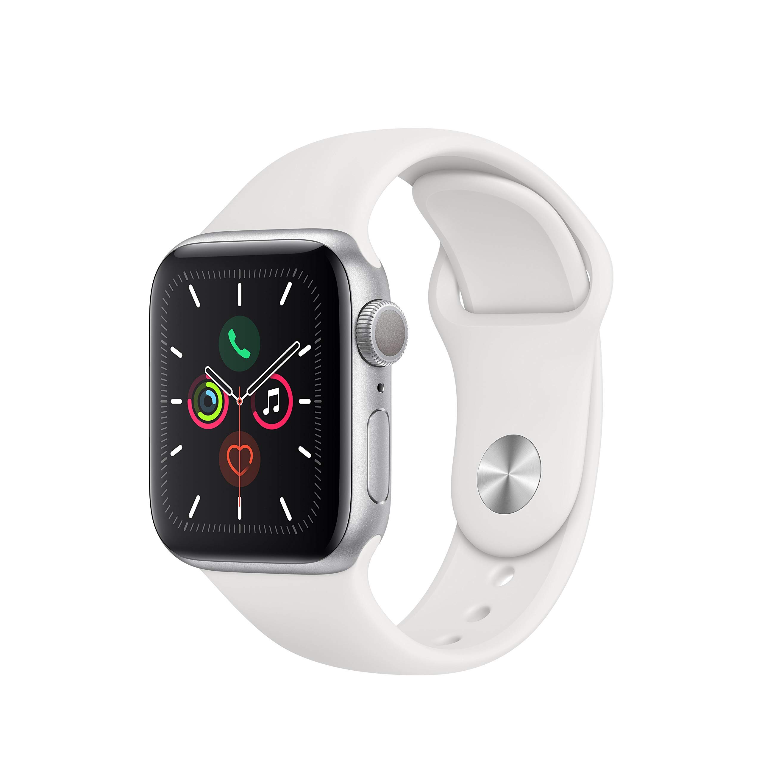 Apple Watch Series 5 (GPS, 40mm) - Silver Aluminum Case with White Sport Band - Certified Refurbished - Perfect for Fitness Tracking, Notifications & Everyday Wear