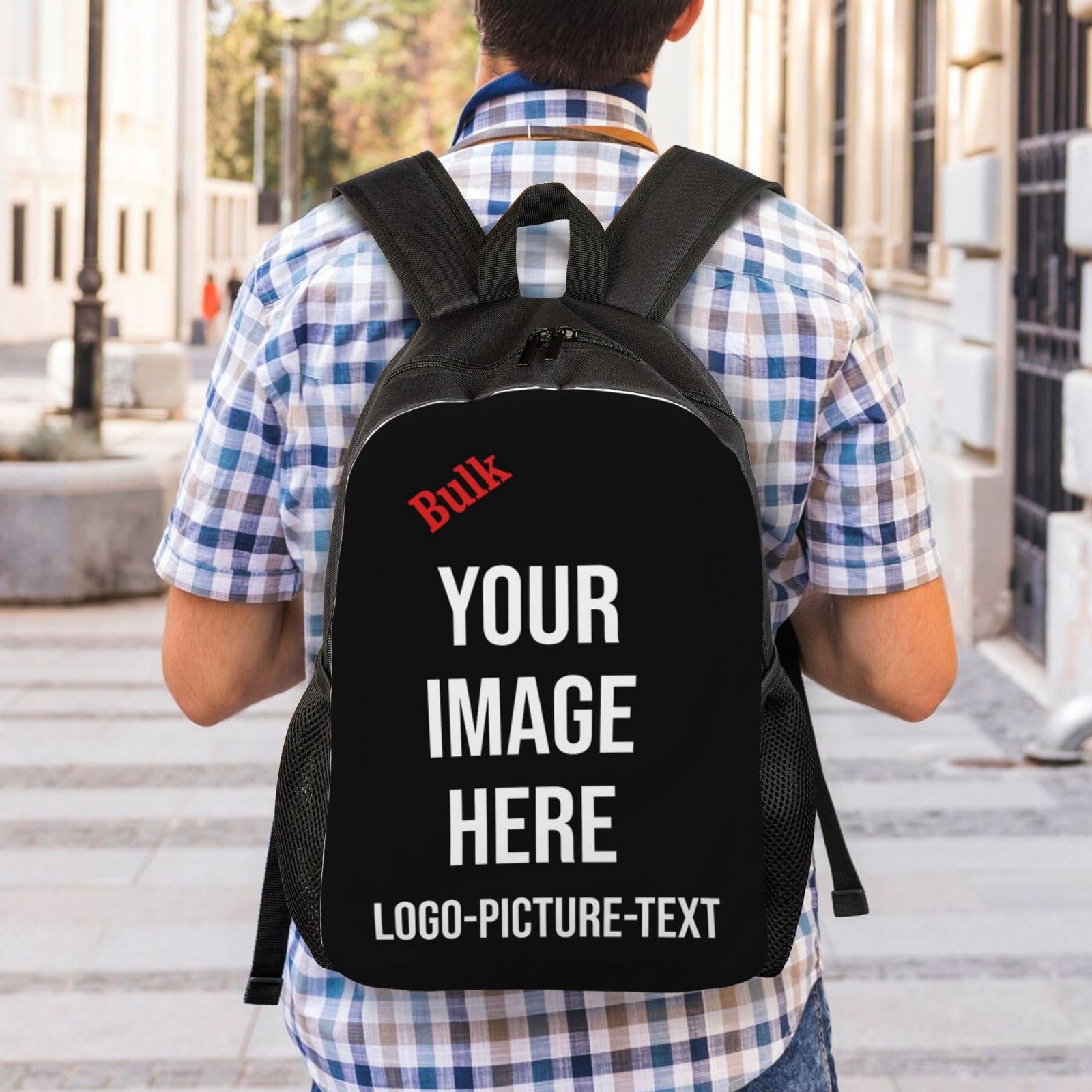 Personalized Backpack for Boys & Girls - Custom Text & Image Print - Customizable Laptop Bag for Men & Women - Perfect for School, Travel & Work