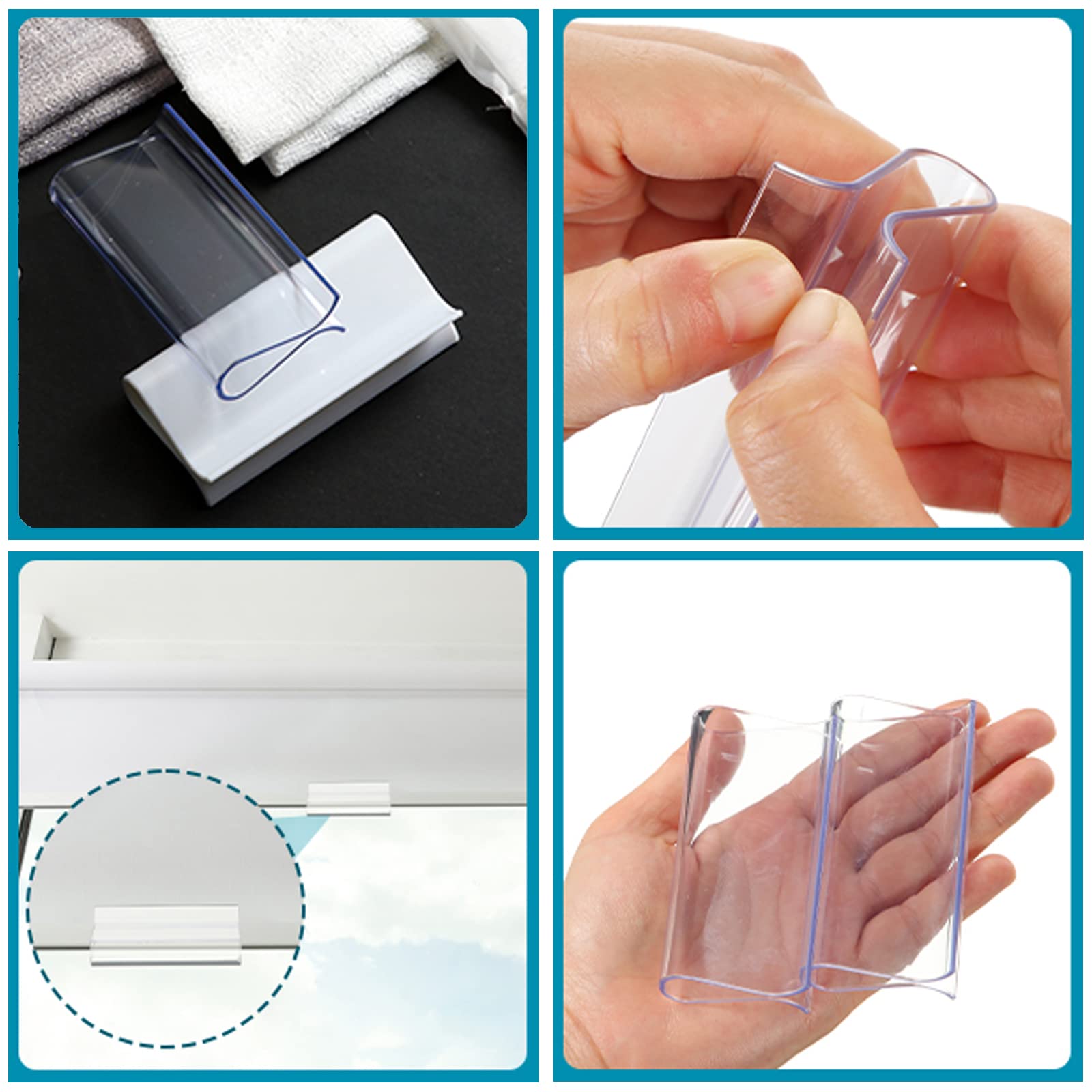 Clear Roller Window Shade Plastic Hem Grip - 4-Piece Set for Easy Pull Down Shades, Perfect for Home, Office, and Classroom Window Coverings