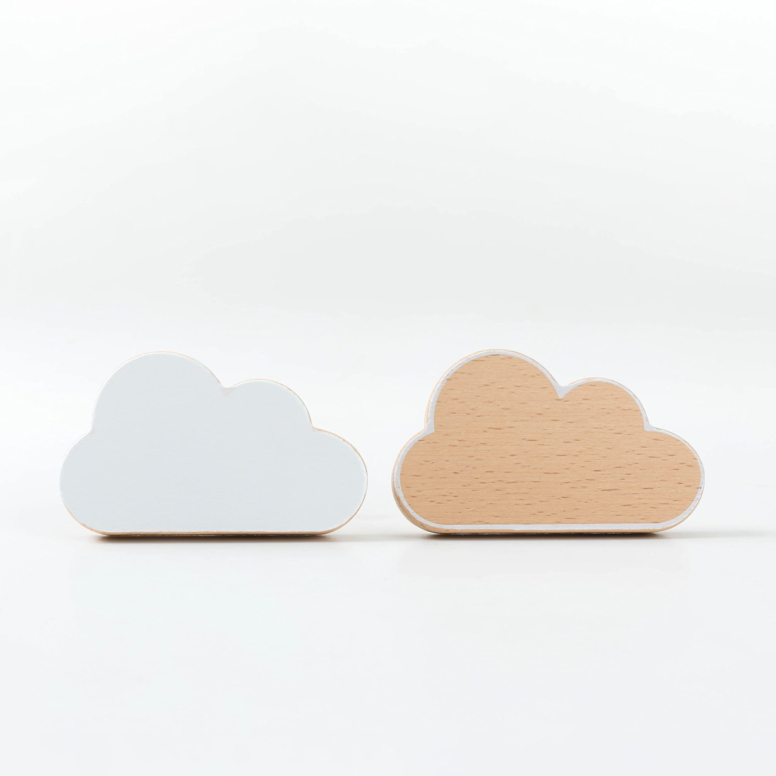 Wooden Wall Hooks for Kids Room Decor - Sturdy Metal Screw Hooks for Coats, Backpacks & Towels - Nursery, Bedroom & Bathroom Organization - Classic Cloud Design - Easy Installation